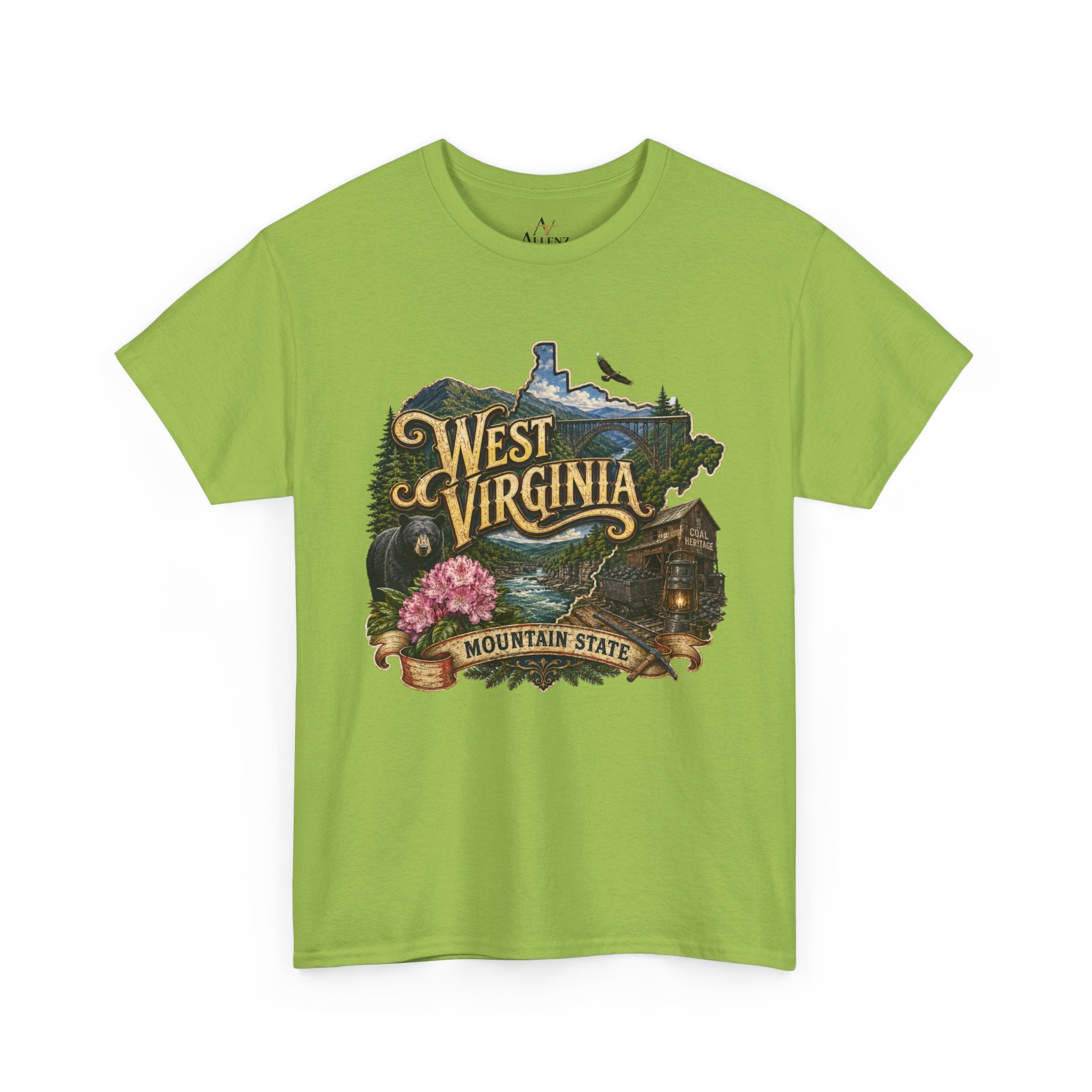 Unisex Heavy Cotton Tee🏔️🖤 West Virginia – Wild and Wonderful Mountain State ⛏️🐻