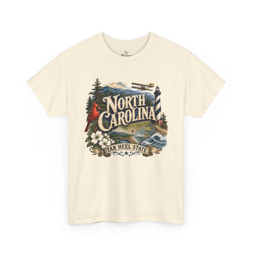 Unisex Heavy Cotton Tee🌲 North Carolina – Coastal Beauty and Mountain Adventure 🌊✈️