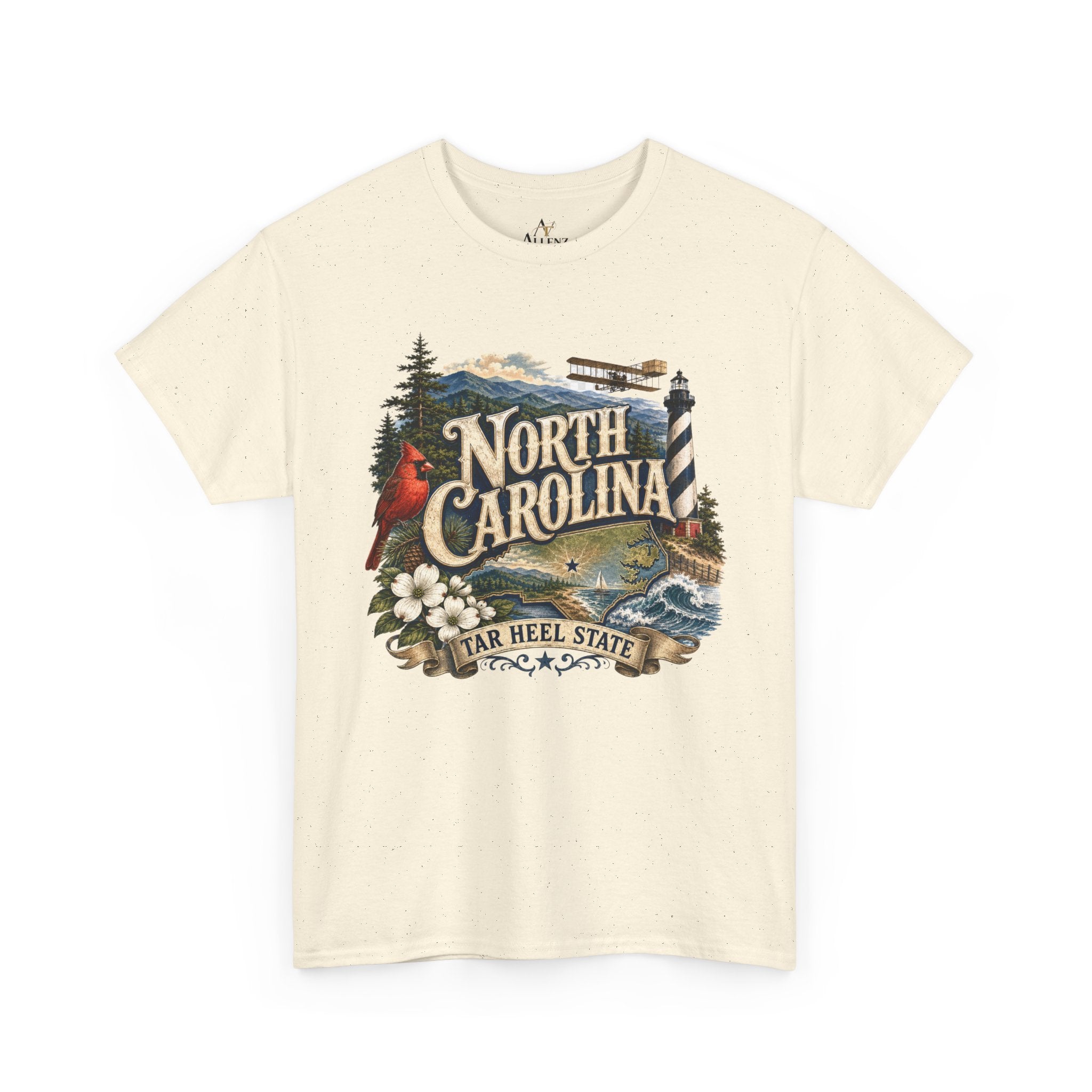Unisex Heavy Cotton Tee🌲 North Carolina – Coastal Beauty and Mountain Adventure 🌊✈️