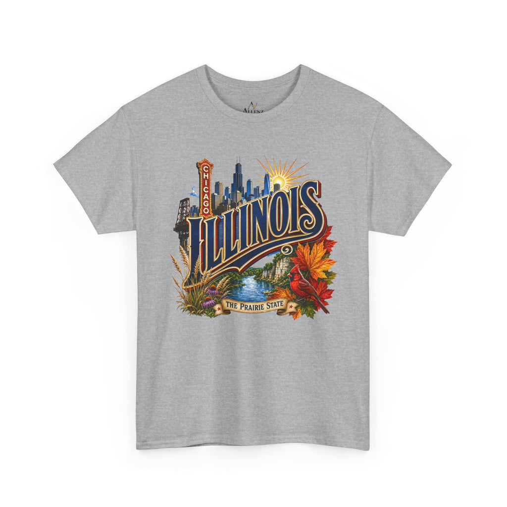 Unisex Heavy Cotton Tee 🌆 Illinois – Big City Energy and Prairie State Pride 🌆