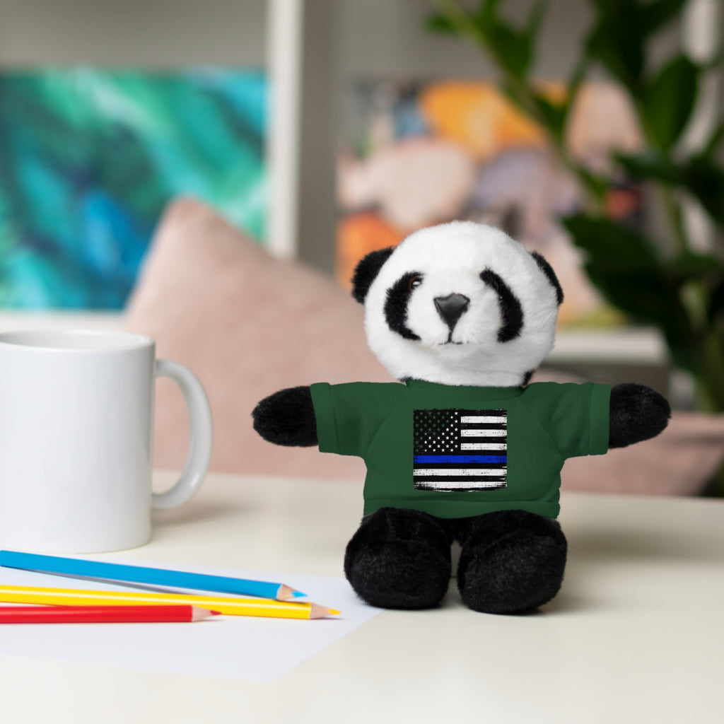 Kids Stuffed Animal with Thin Blue line flag Tee
