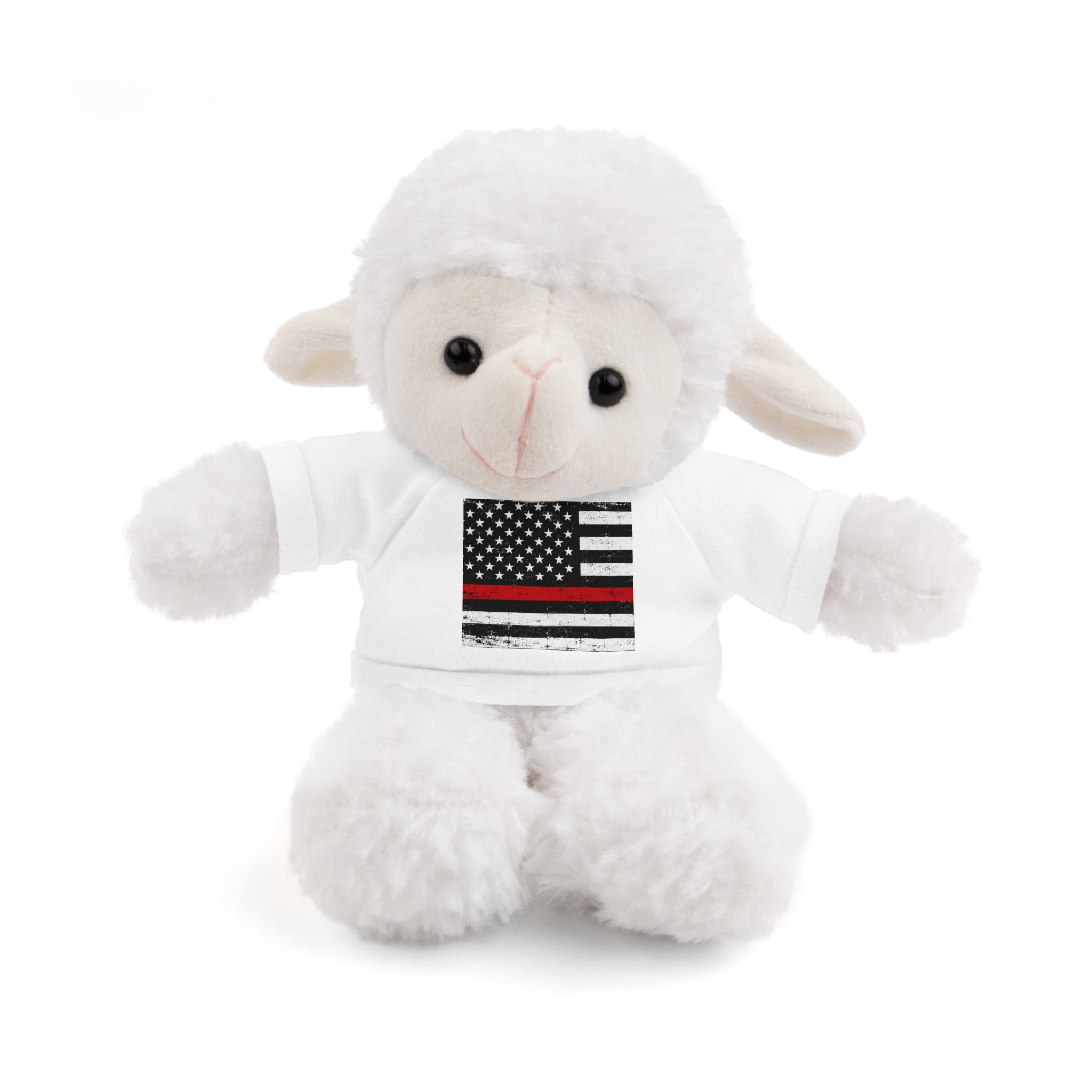 Kids Stuffed Animal with Thin Red line flag Tee