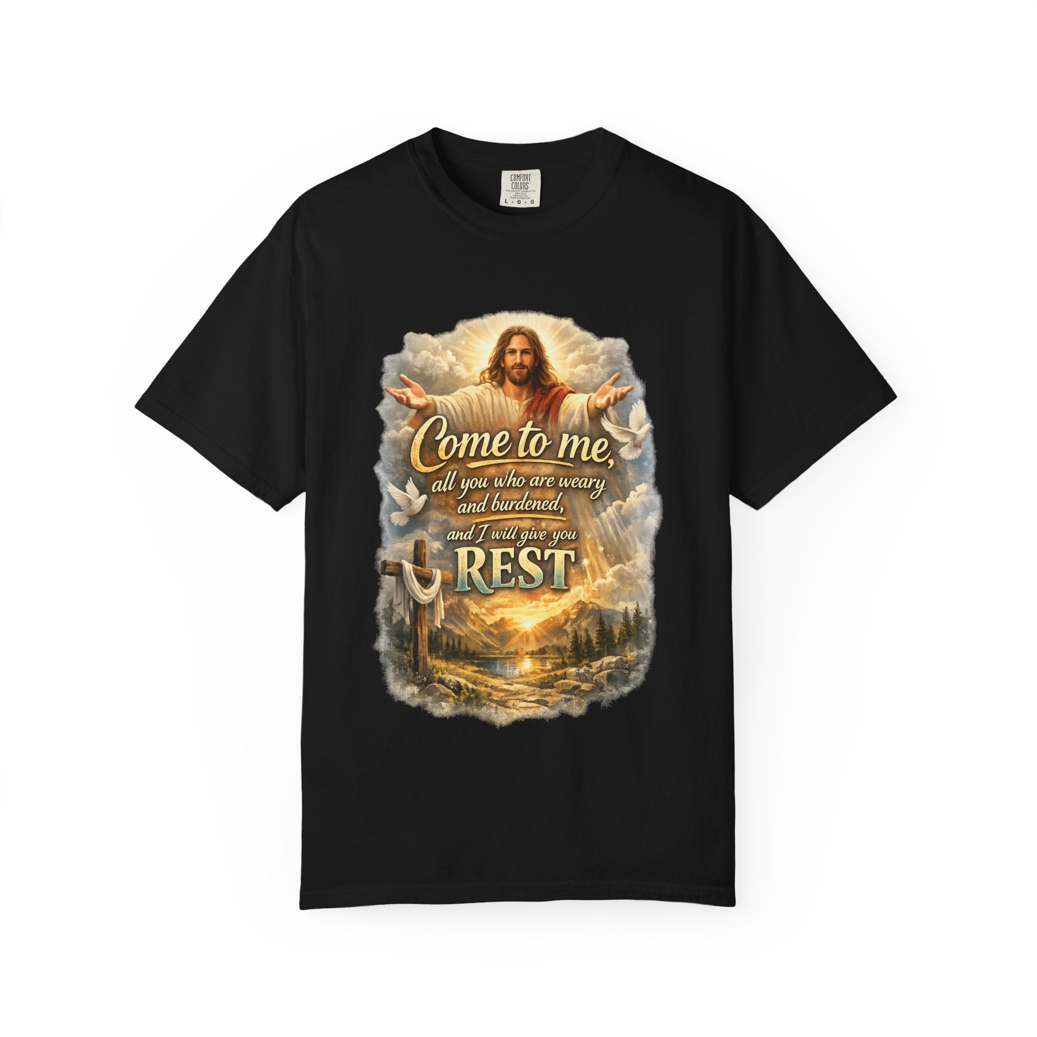 Come to Me Christian T-Shirt — "Come to me... and I will give you REST" Religious Faith Tee