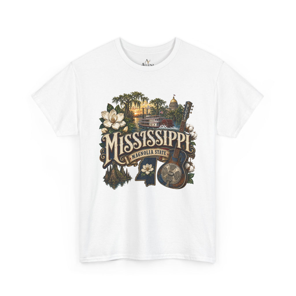 Unisex Heavy Cotton Tee🎸 Mississippi – Southern Soul and Magnolia State Pride 🎸