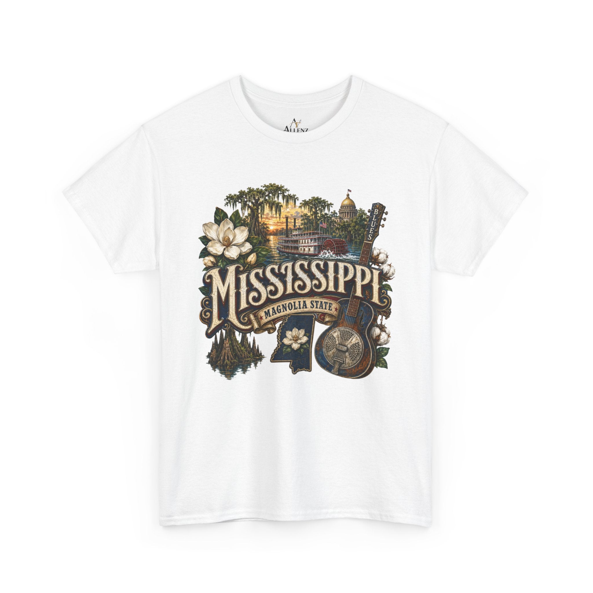 Unisex Heavy Cotton Tee🎸 Mississippi – Southern Soul and Magnolia State Pride 🎸
