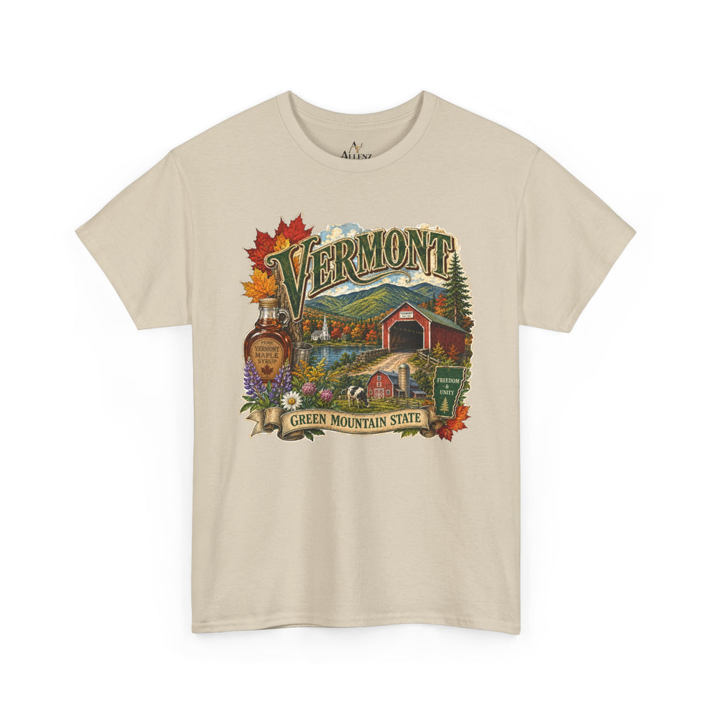 Unisex Heavy Cotton Tee🍁🏔️ Vermont – Beauty of the Green Mountain State 🍁🚜