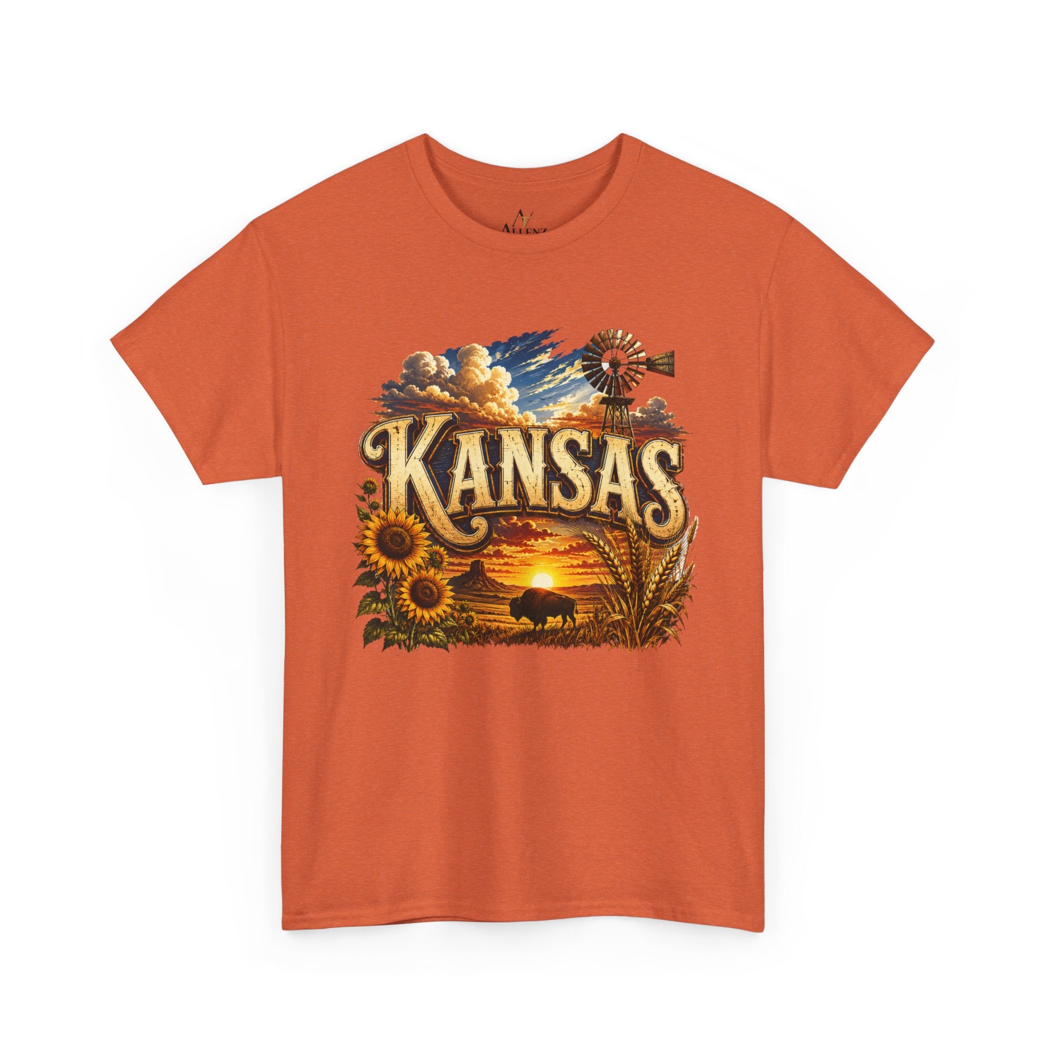 Unisex Heavy Cotton Tee 🌻 Kansas – Wide Open Skies and Heartland Heritage 🌻