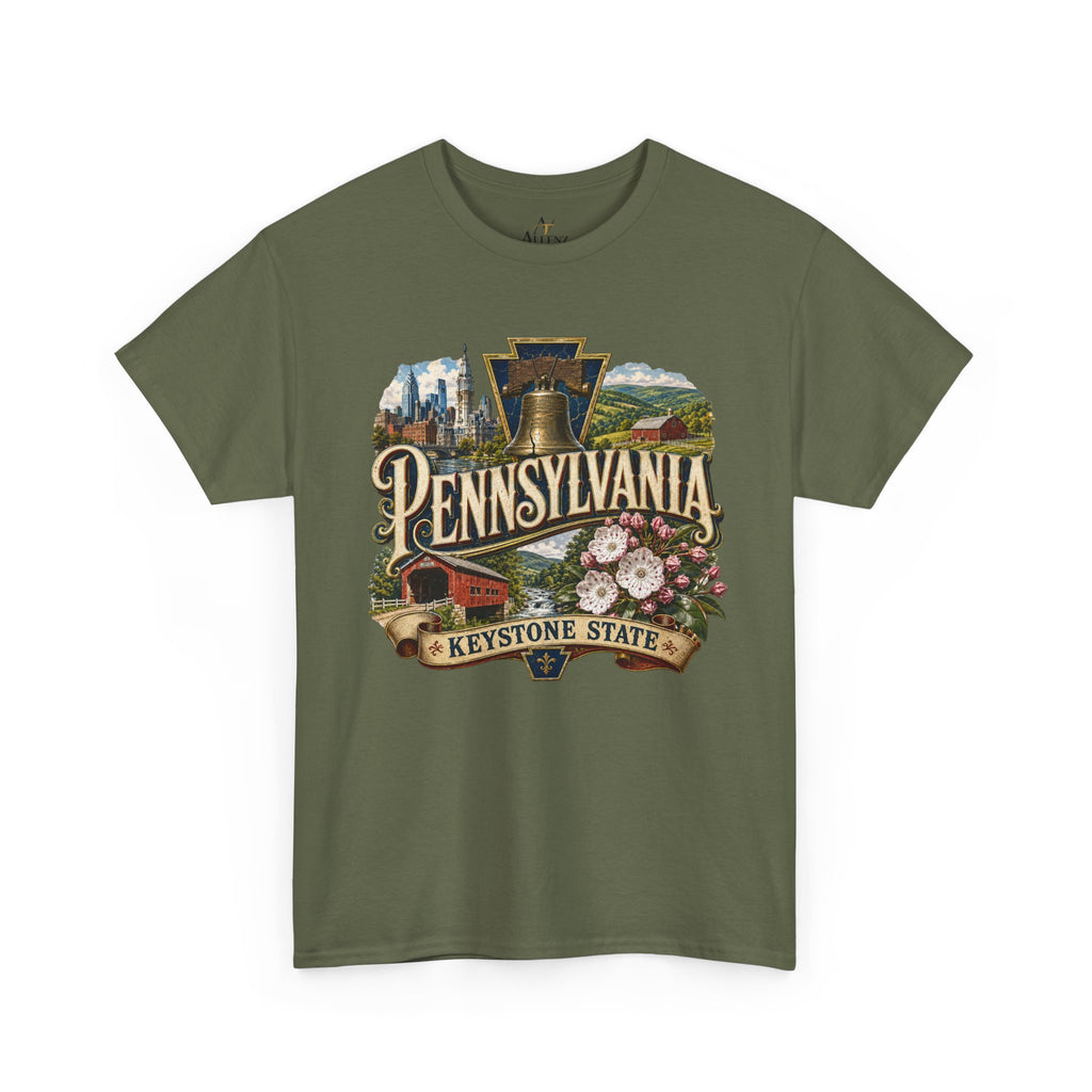 Unisex Heavy Cotton Tee🛎️ Pennsylvania – Pride of the Keystone State 🌄