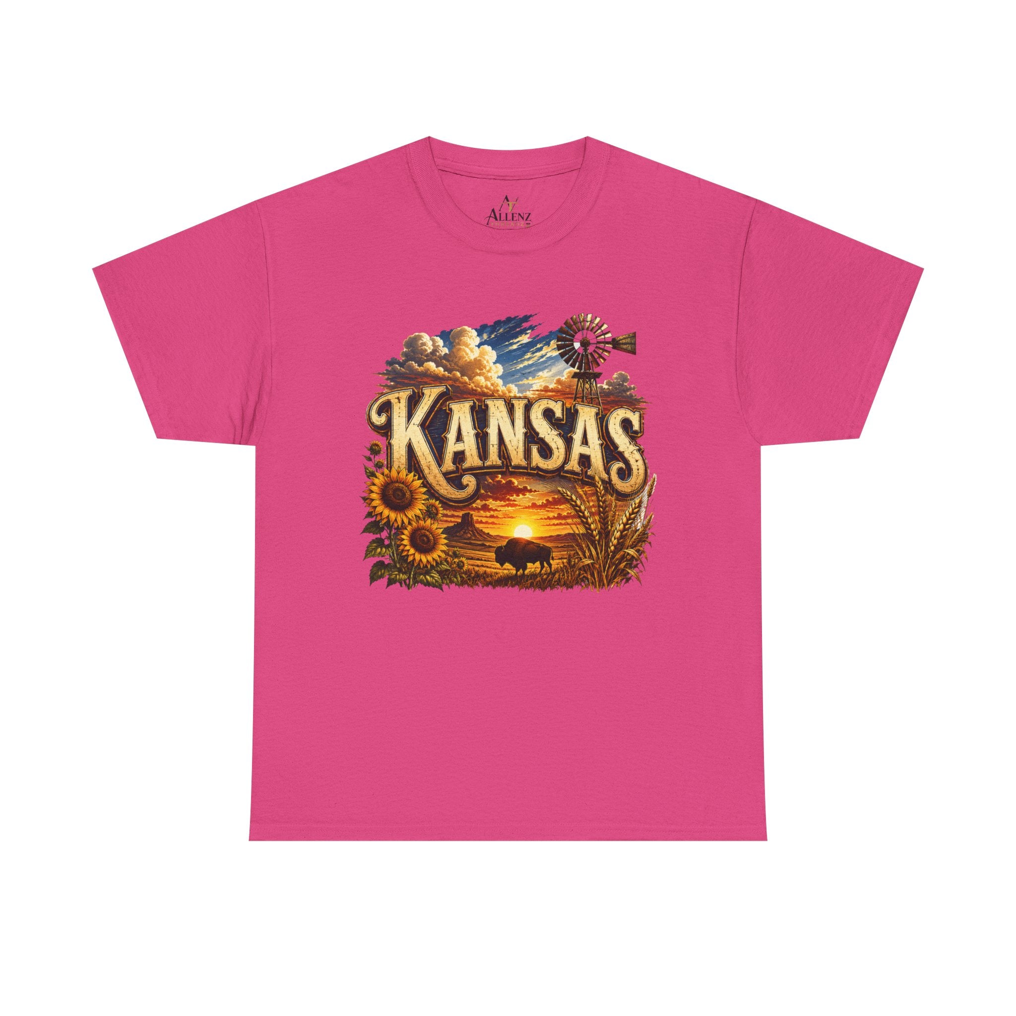 Unisex Heavy Cotton Tee 🌻 Kansas – Wide Open Skies and Heartland Heritage 🌻