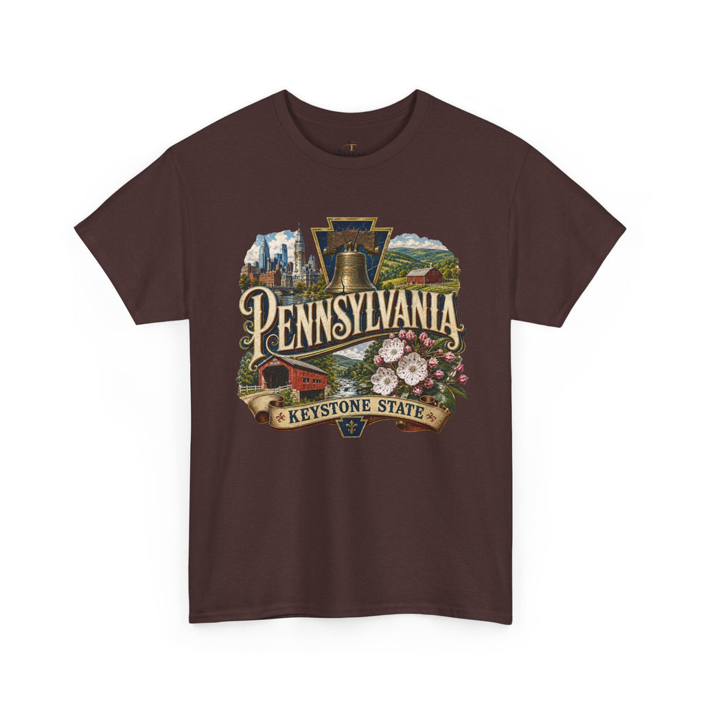 Unisex Heavy Cotton Tee🛎️ Pennsylvania – Pride of the Keystone State 🌄