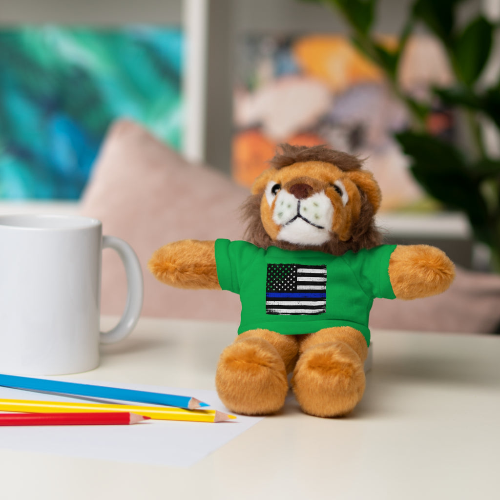 Kids Stuffed Animal with Thin Blue line flag Tee