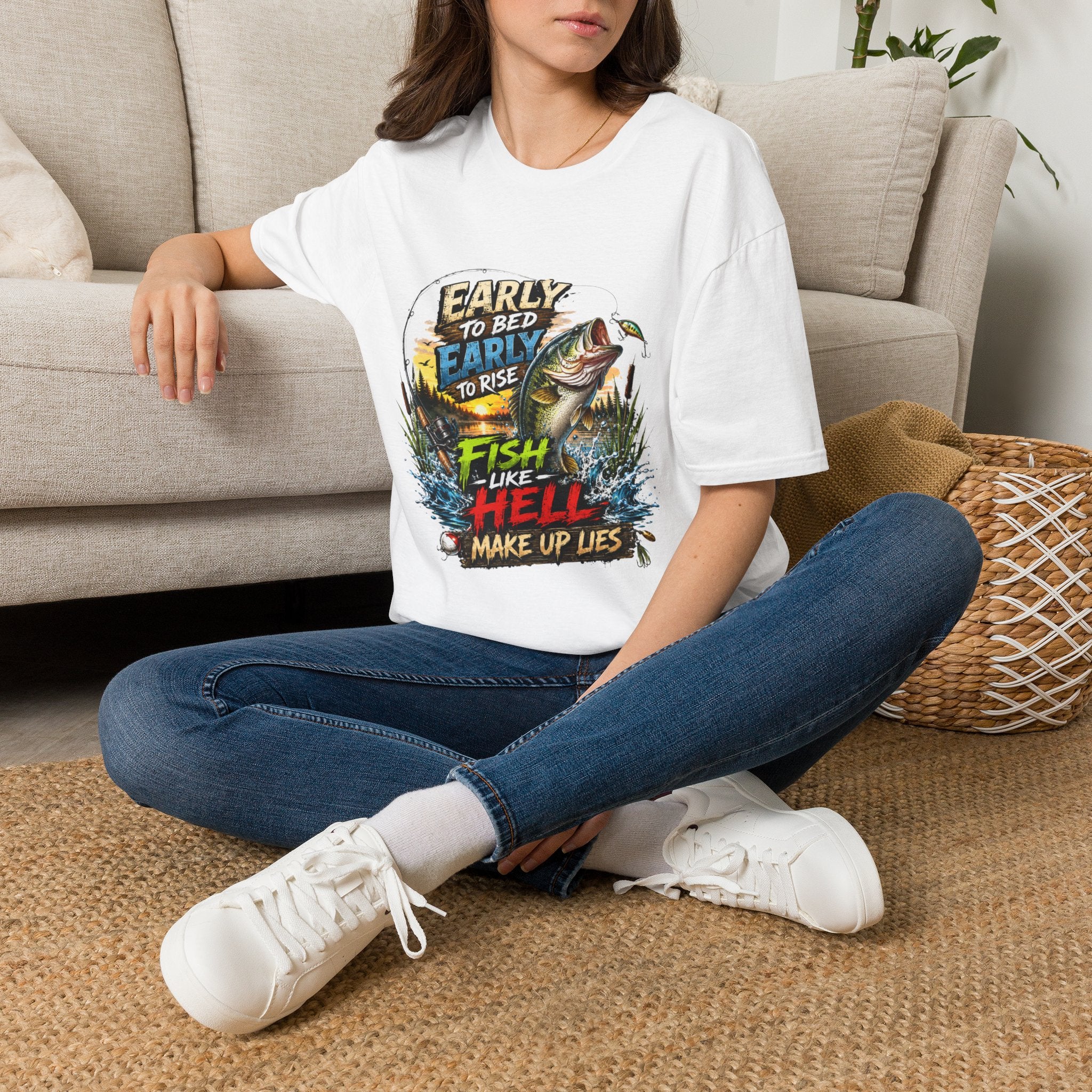 Early To Bed Fishing Unisex Softstyle T-Shirt