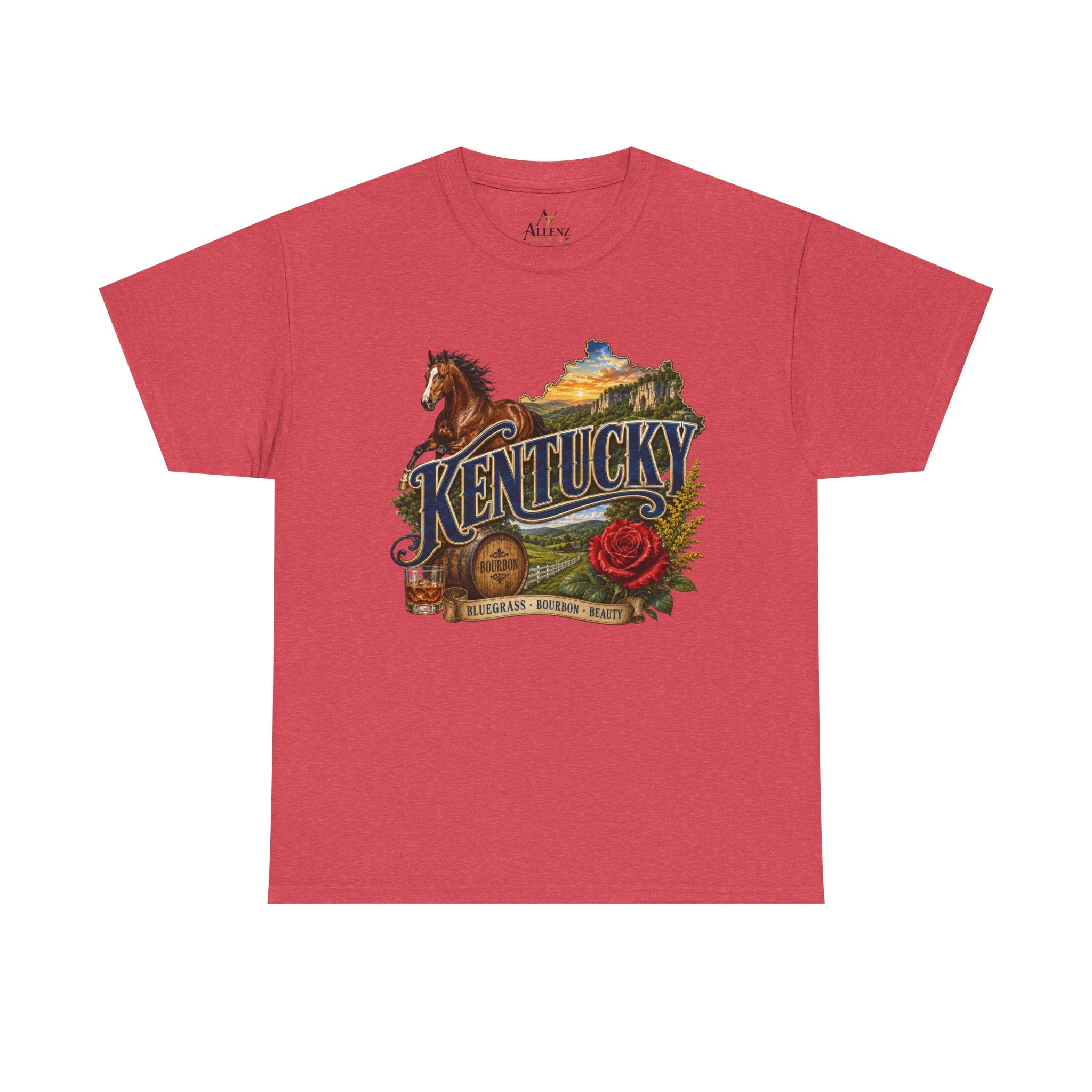 Unisex Heavy Cotton Tee 🐎 Kentucky – Bluegrass, Bourbon and Southern Beauty 🐎
