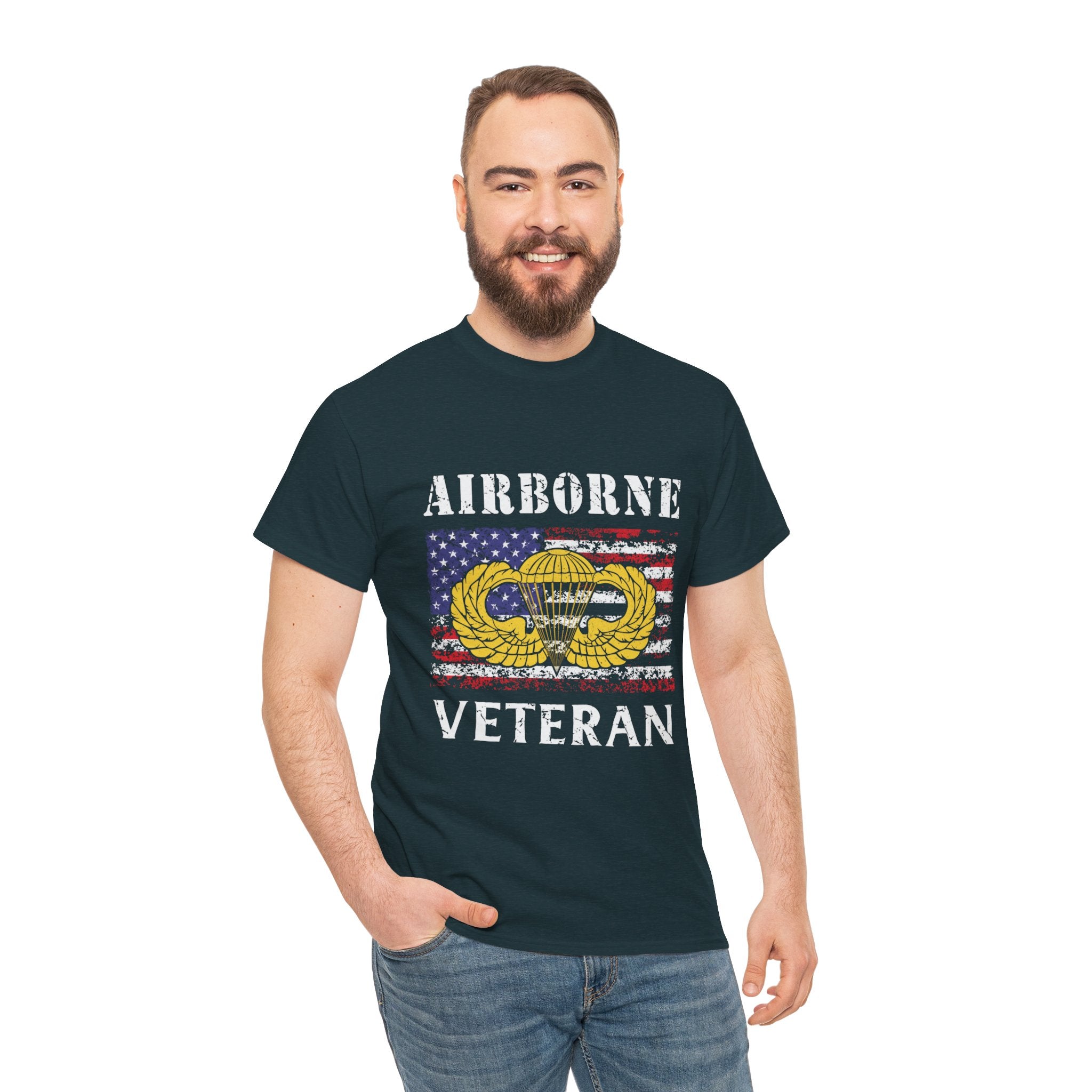 🪂 Airborne Veteran Patriotic Unisex Heavy Cotton Tee