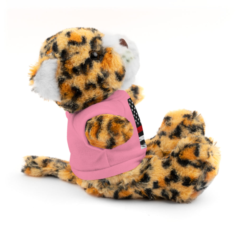 Kids Stuffed Animal with Thin Red line flag Tee