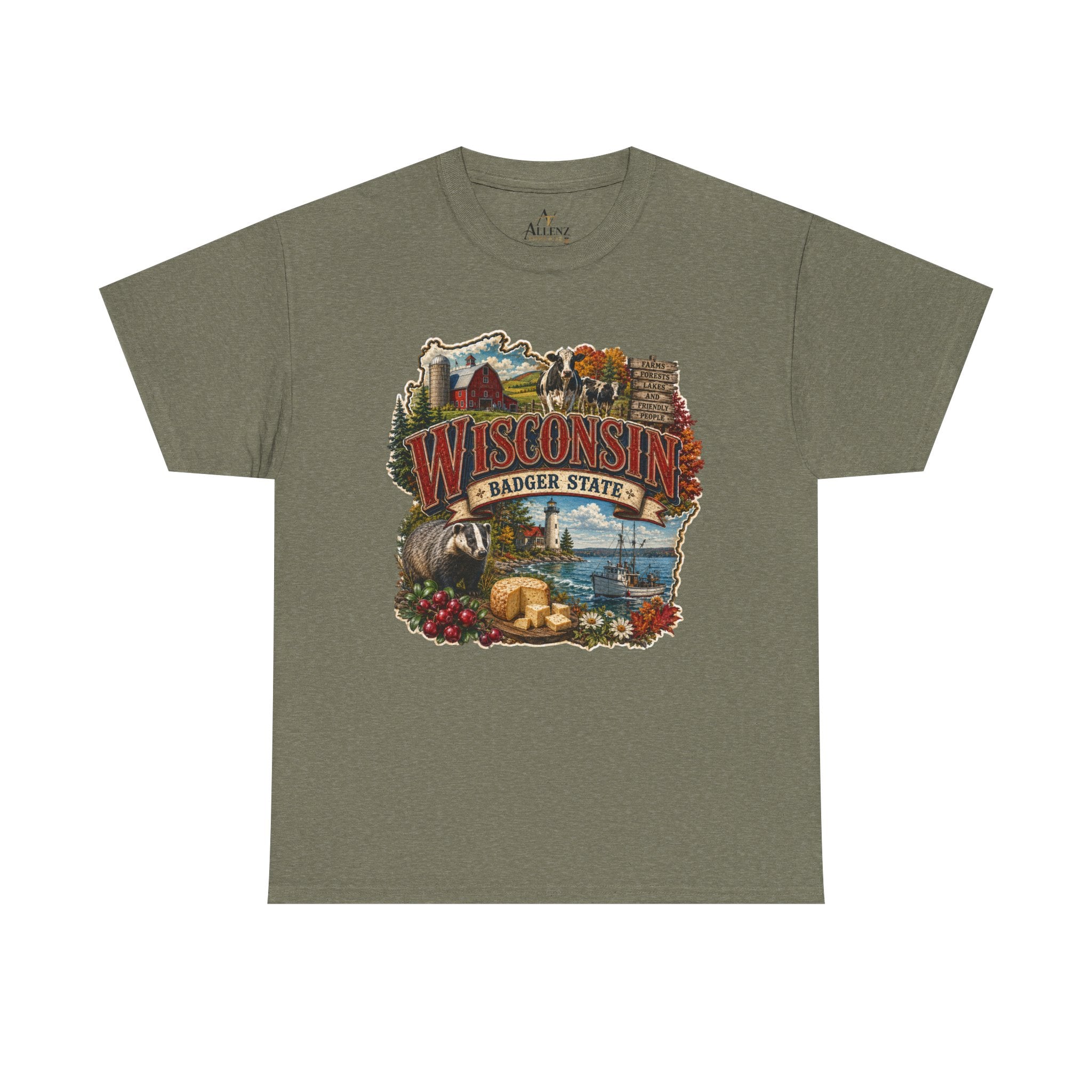 Unisex Heavy Cotton Tee🧀🌲 Wisconsin – Proudly the Badger State 🚤🐄