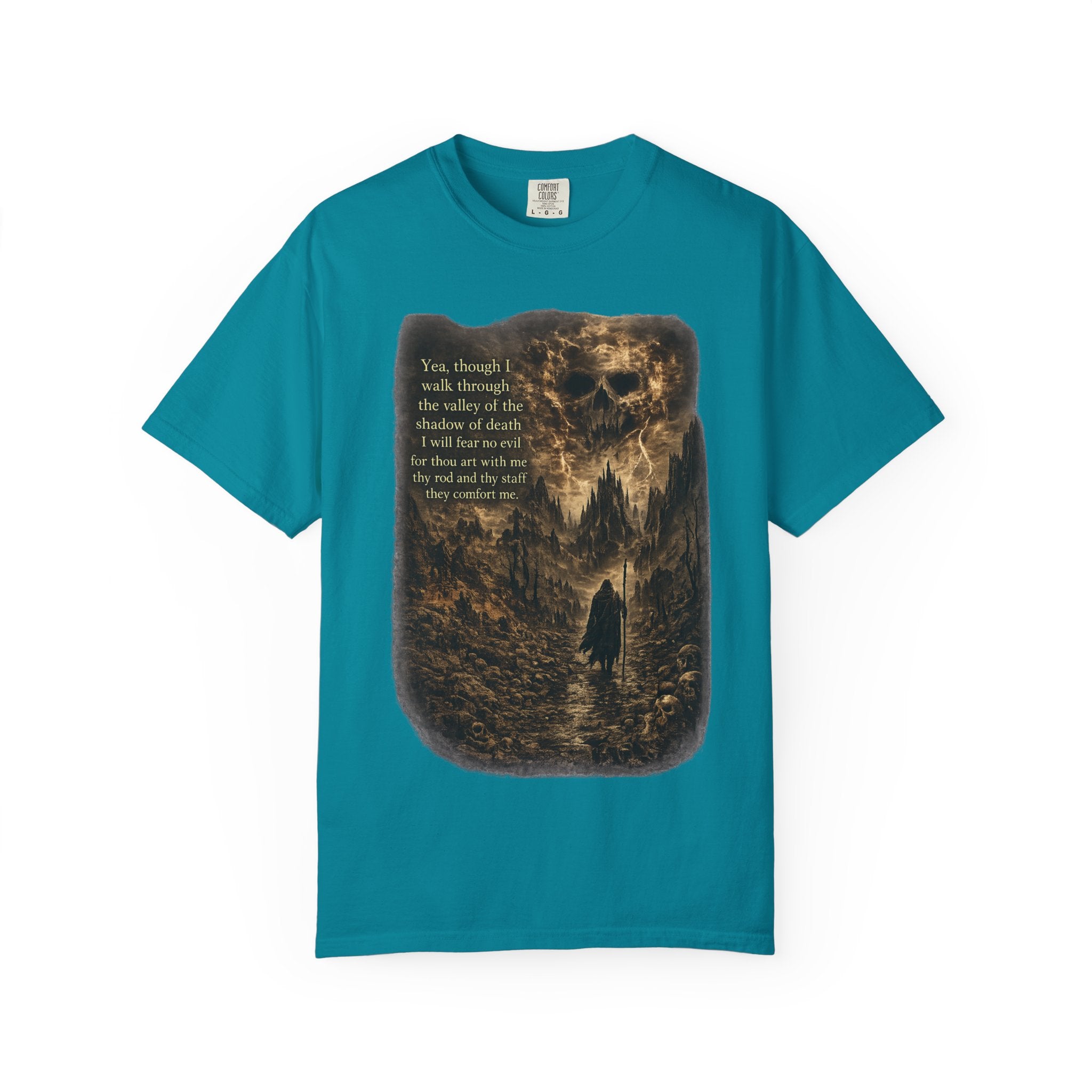 Skull Cavern Gothic T-Shirt — 'You…walk through the valley of the shadow of death' Graphic Tee