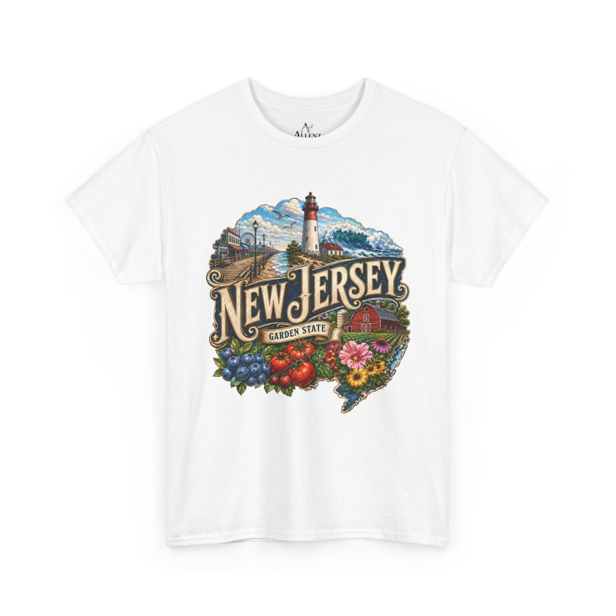 Unisex Heavy Cotton Tee🌊 New Jersey – Coastal Charm and Garden State Pride 🍅🫐