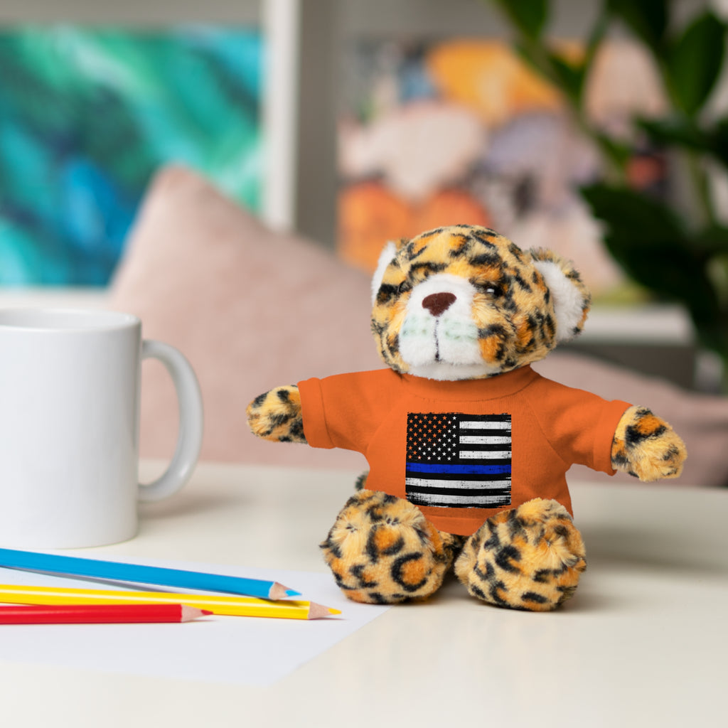 Kids Stuffed Animal with Thin Blue line flag Tee