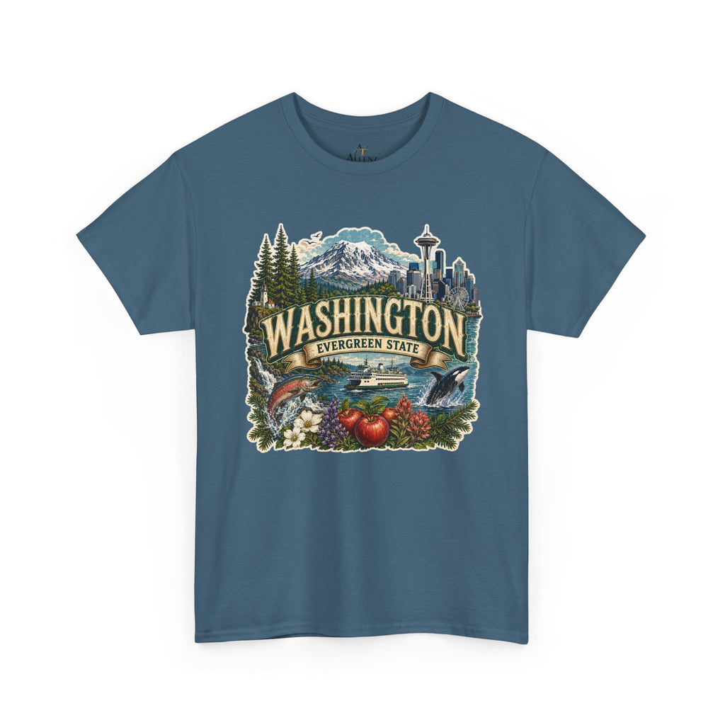 Unisex Heavy Cotton Tee🌲🏔️ Washington – Spirit of the Evergreen State 🚢🐋