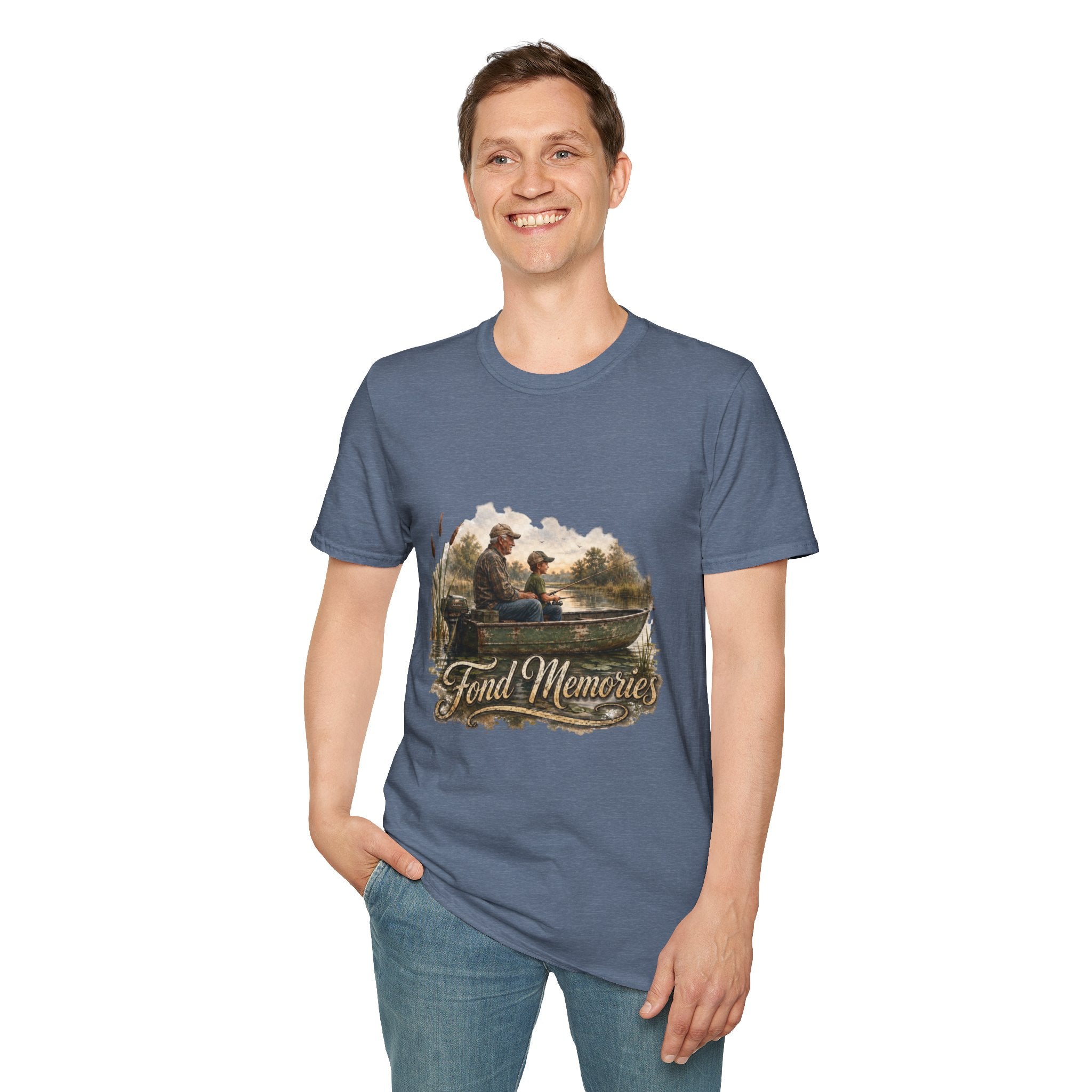 Grandpa and Grandson Fishing Unisex Softstyle T-Shirt