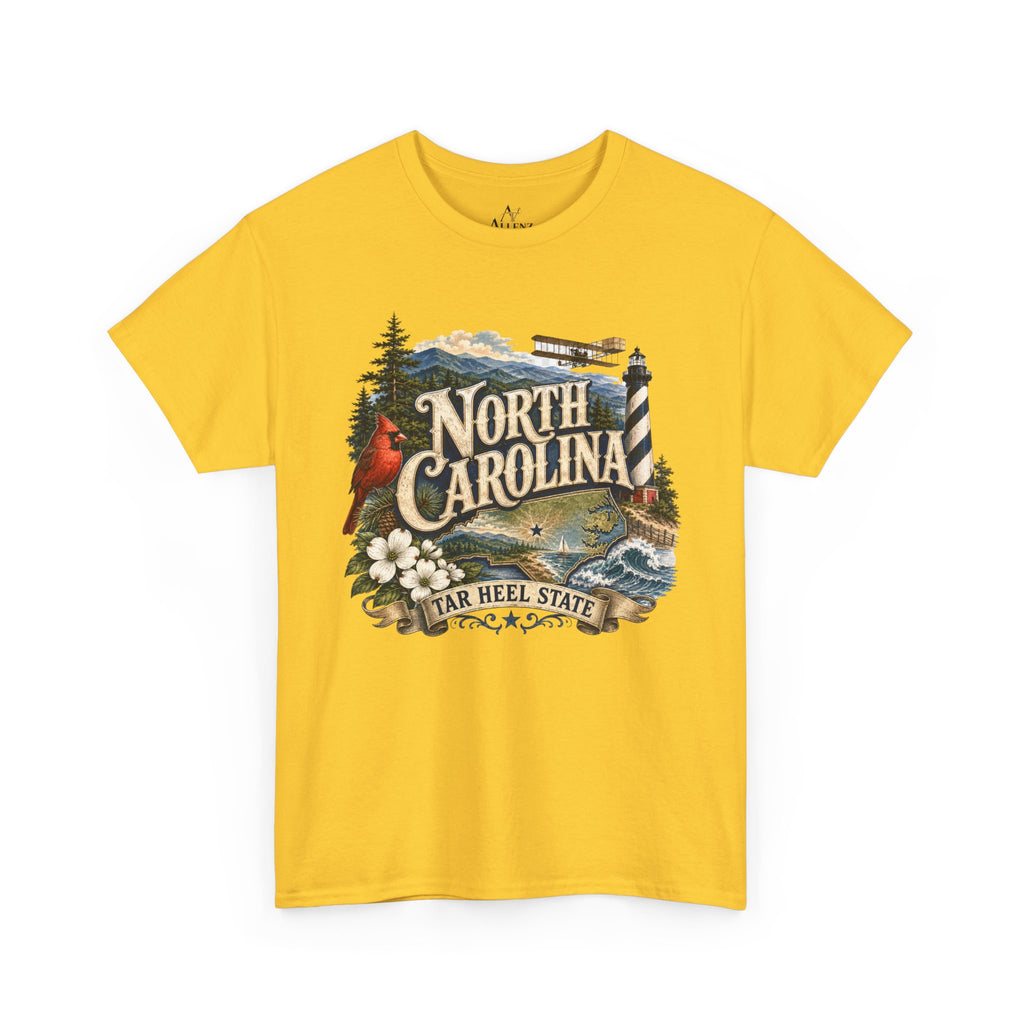 Unisex Heavy Cotton Tee🌲 North Carolina – Coastal Beauty and Mountain Adventure 🌊✈️