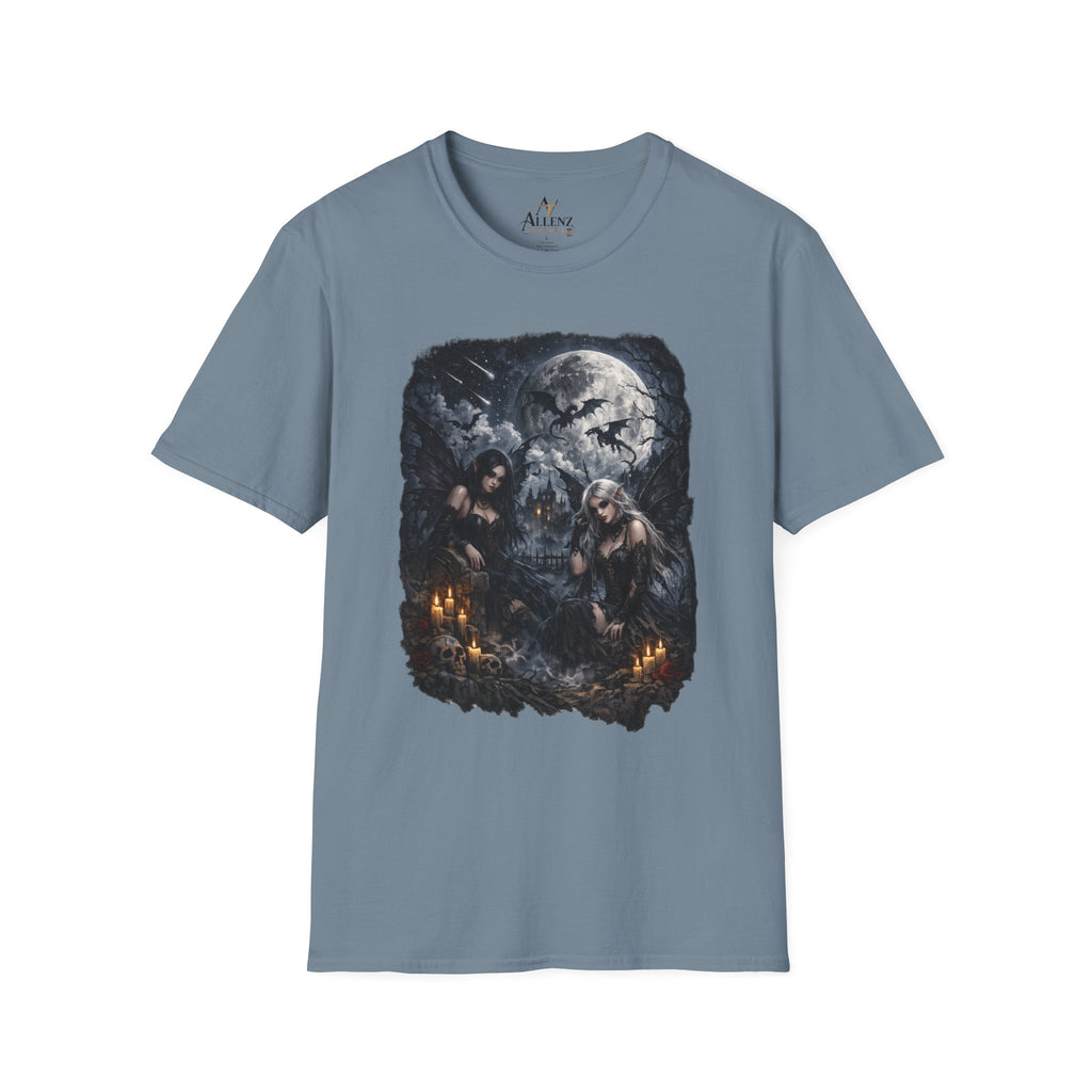 Fantasy Moonlit Wolves T-Shirt — Gothic Werewolf Night Scene