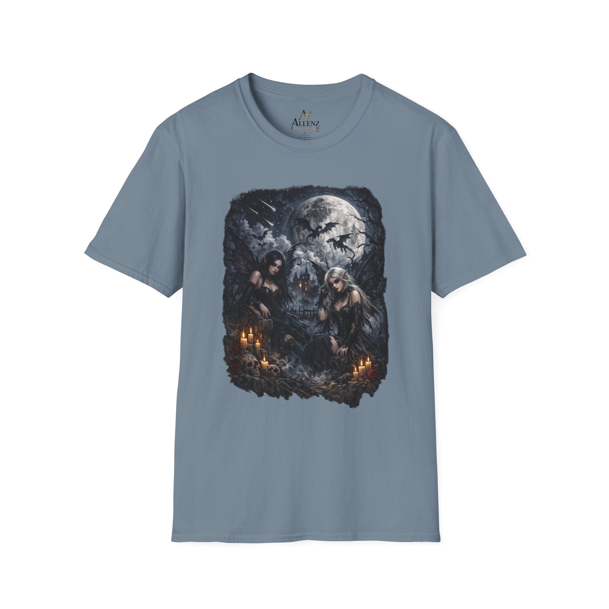 Fantasy Moonlit Wolves T-Shirt — Gothic Werewolf Night Scene