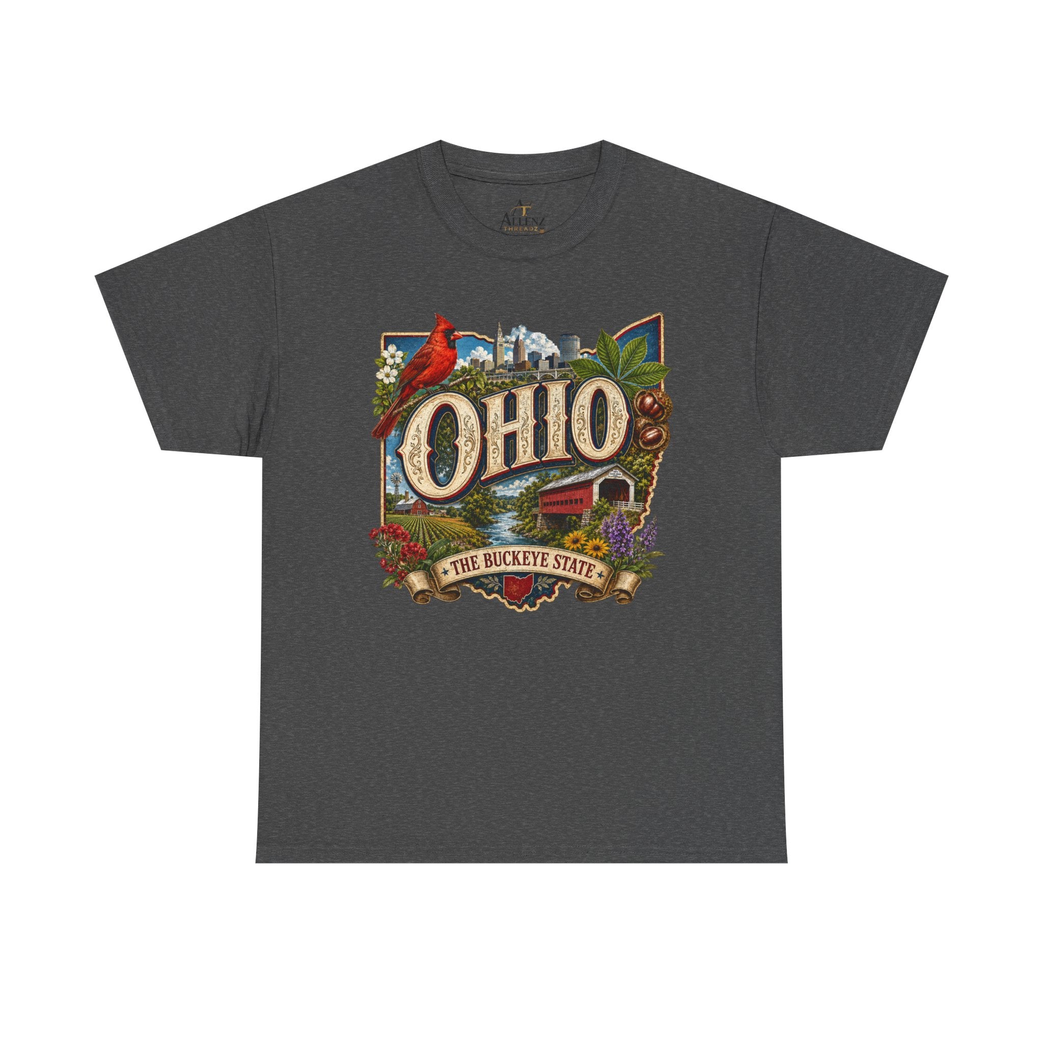 Unisex Heavy Cotton Tee🍂 Ohio – The Heart of the Buckeye State 🌰🌾