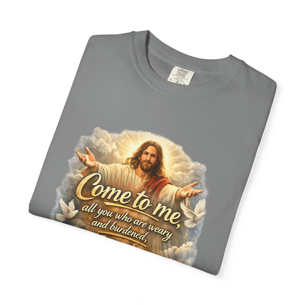 Come to Me Christian T-Shirt — "Come to me... and I will give you REST" Religious Faith Tee