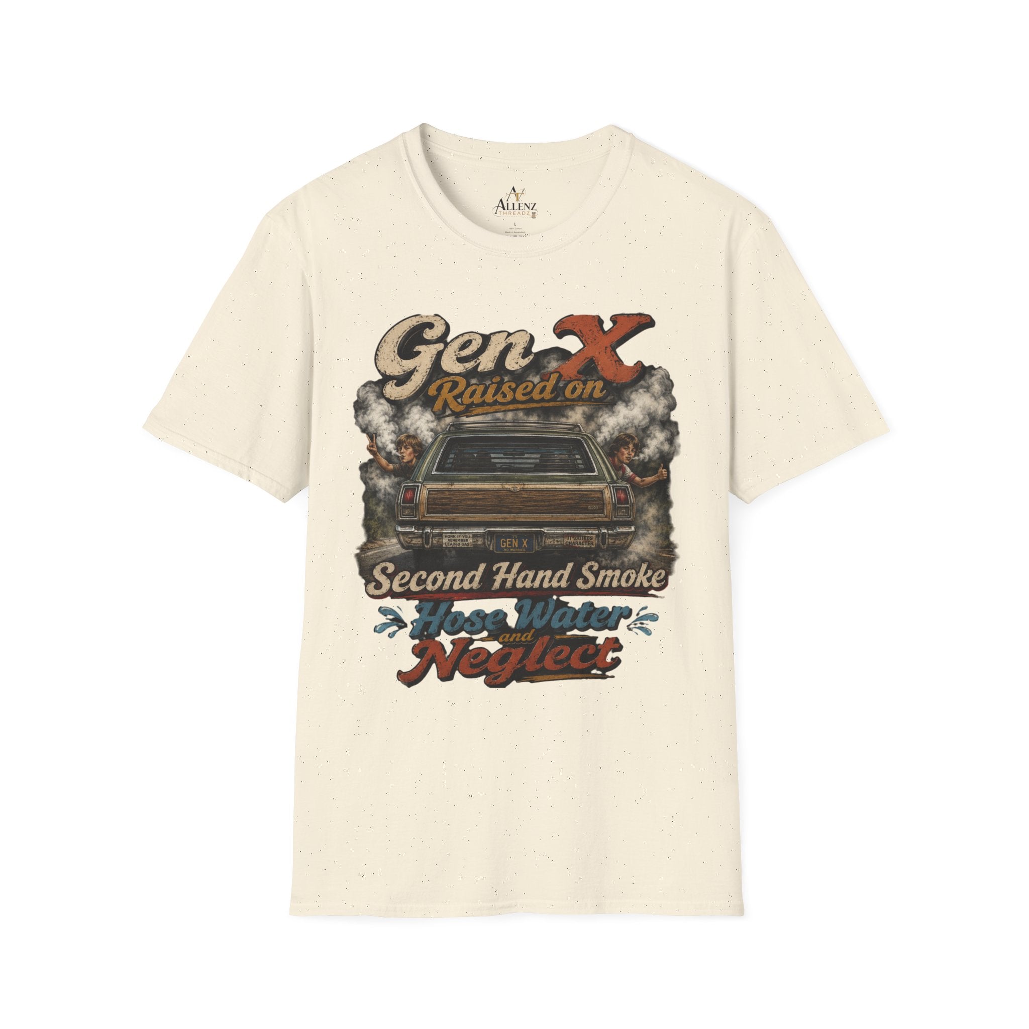 Gen X T-Shirt — "Raised on Secondhand Smoke, Hose Water, Neglect" Retro Car Vintage Tee