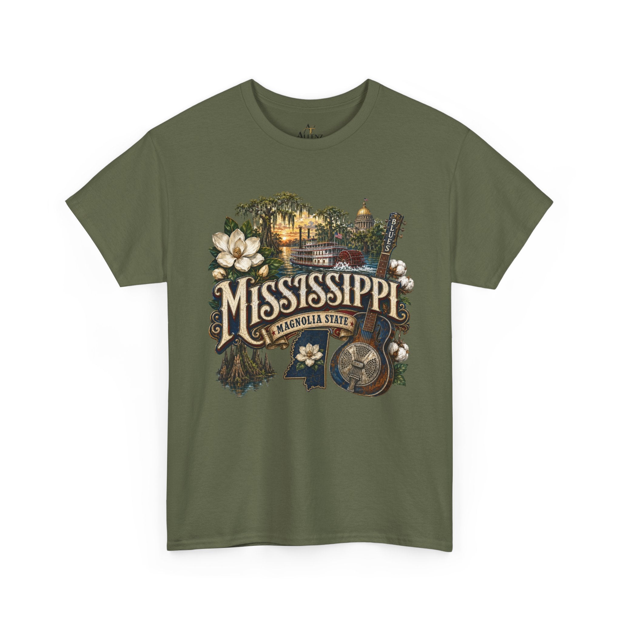 Unisex Heavy Cotton Tee🎸 Mississippi – Southern Soul and Magnolia State Pride 🎸