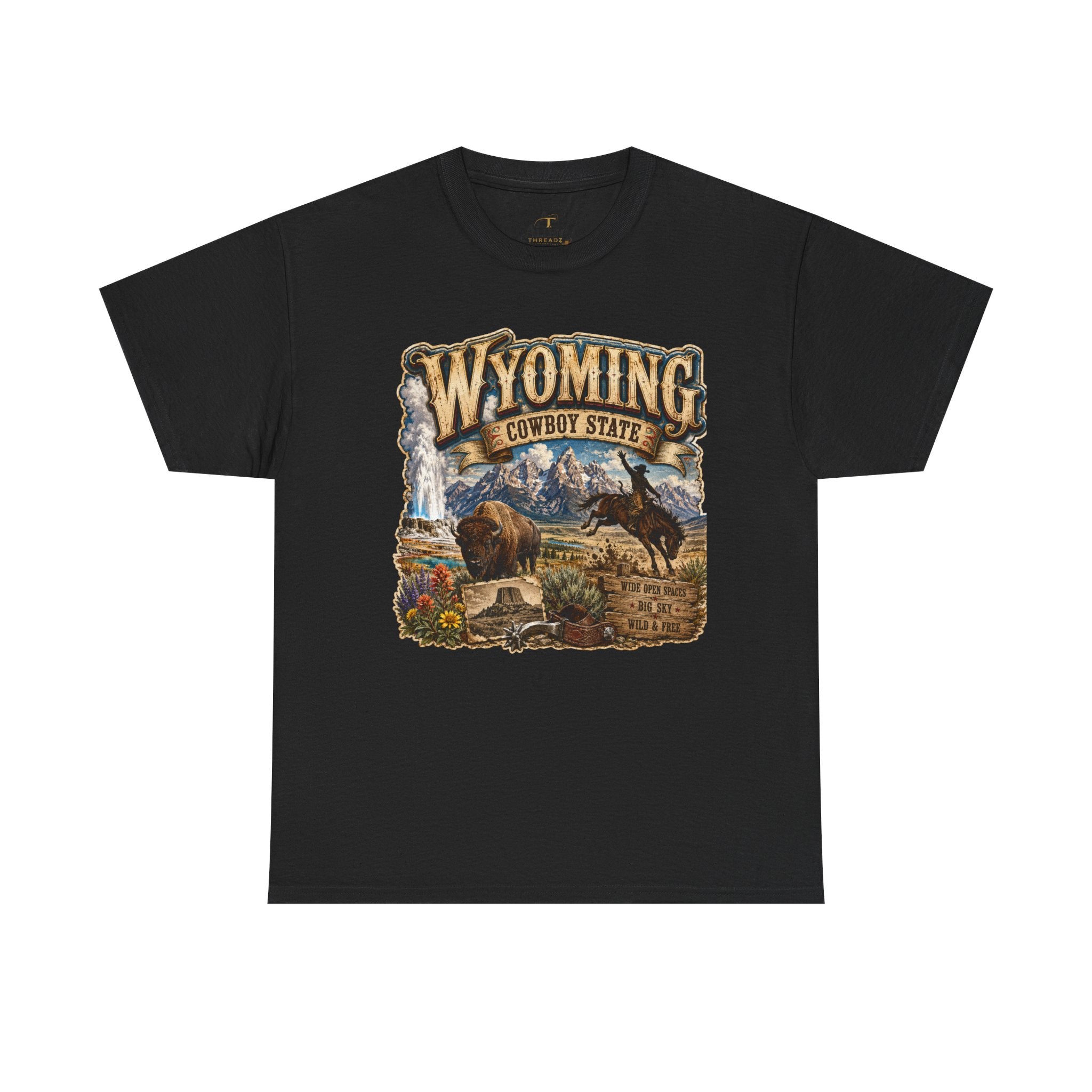 Unisex Heavy Cotton Tee🤠🏔️ Wyoming – The Cowboy State 🦬🌄