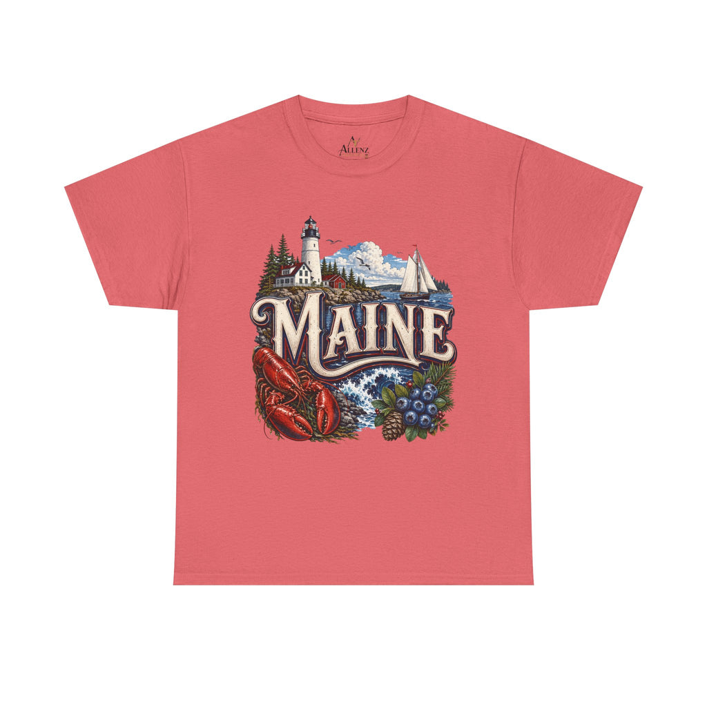 Unisex Heavy Cotton Tee 🦞 Maine – Coastal Beauty and New England Charm 🦞