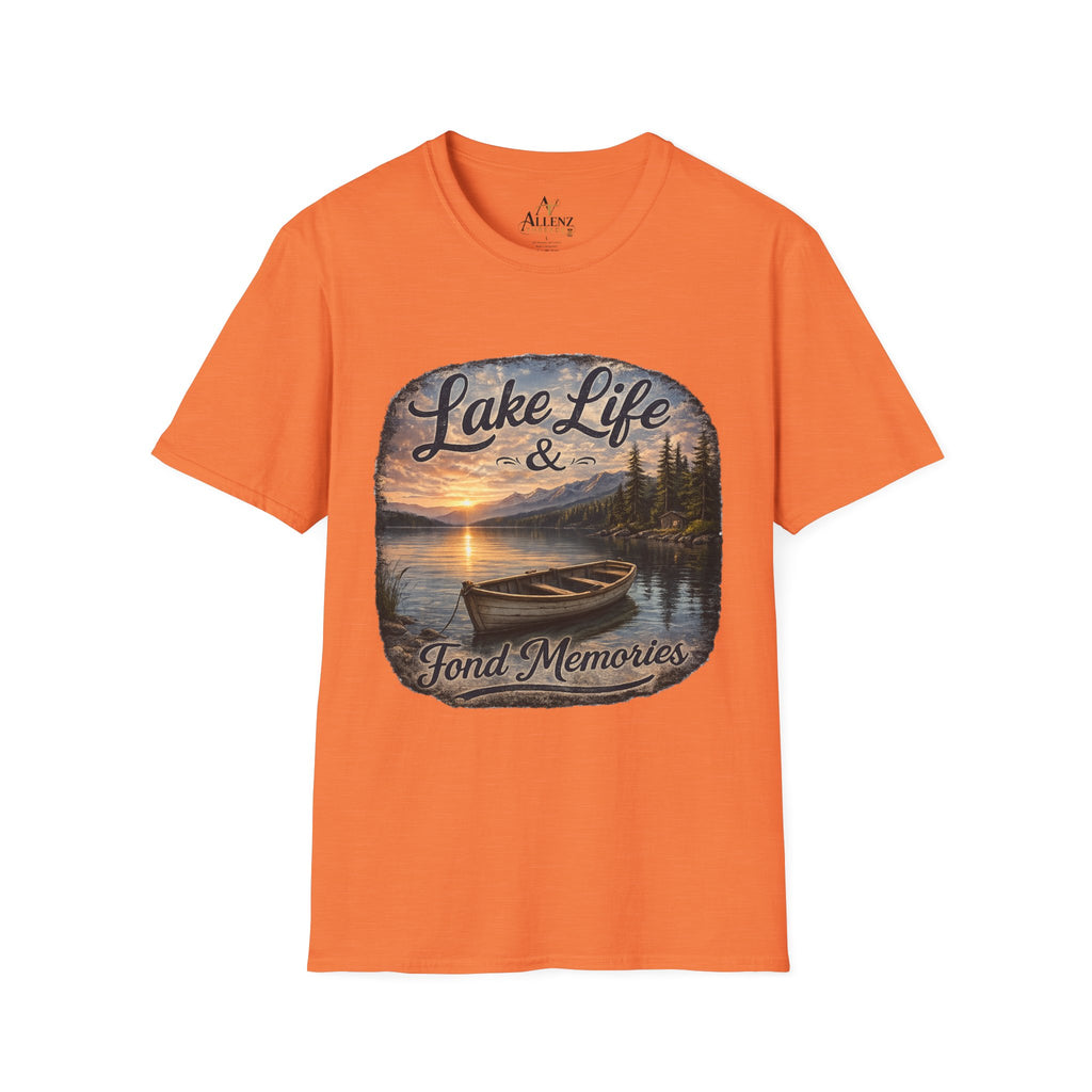 Lake Life T-Shirt — Scenic Sunrise Boat 'Lake Life & Fond Memories'