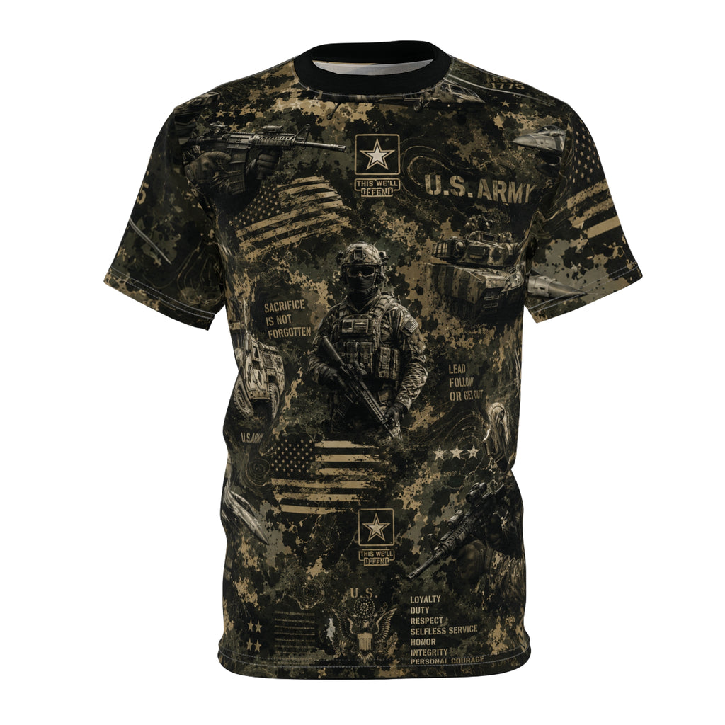 Unisex Cut and Sew Tee (AOP) ARMY