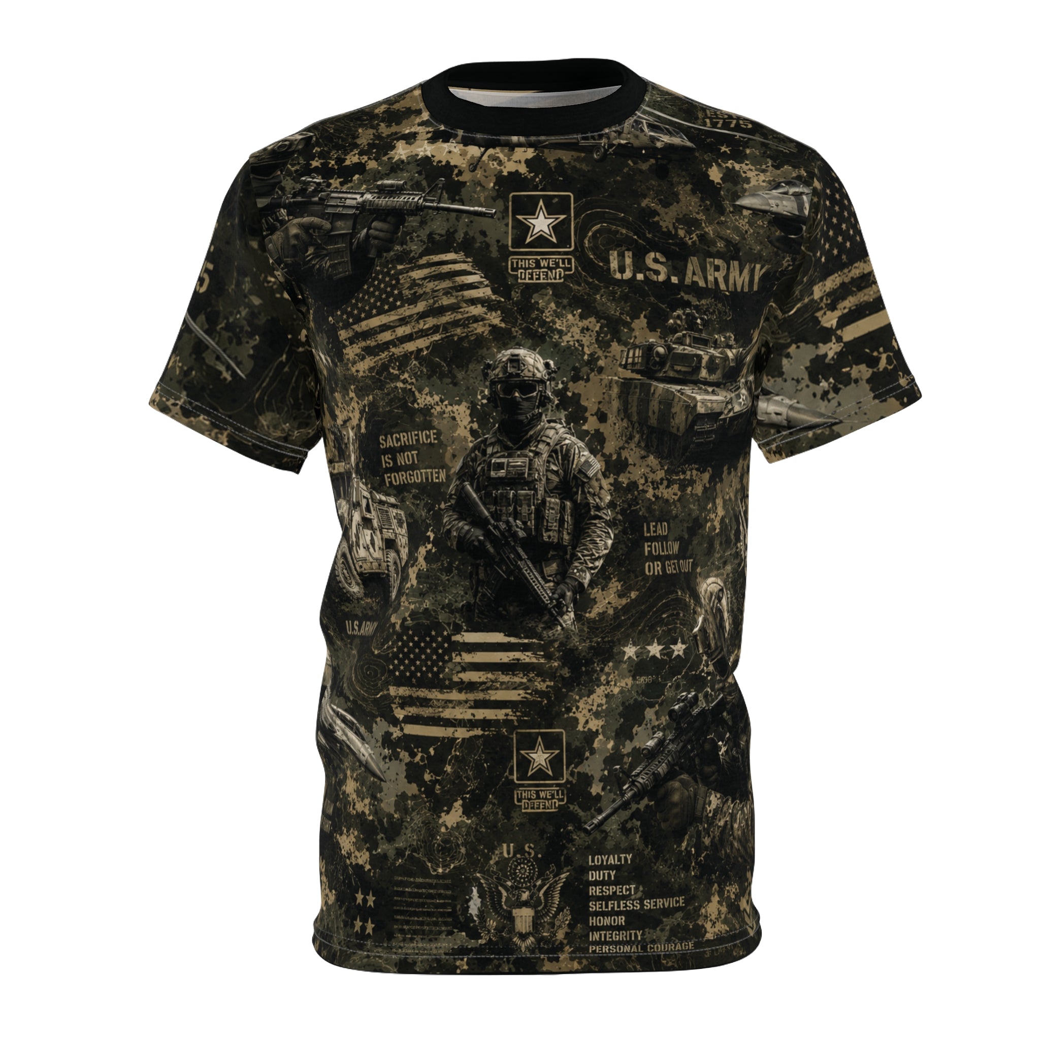 Unisex Cut and Sew Tee (AOP) ARMY
