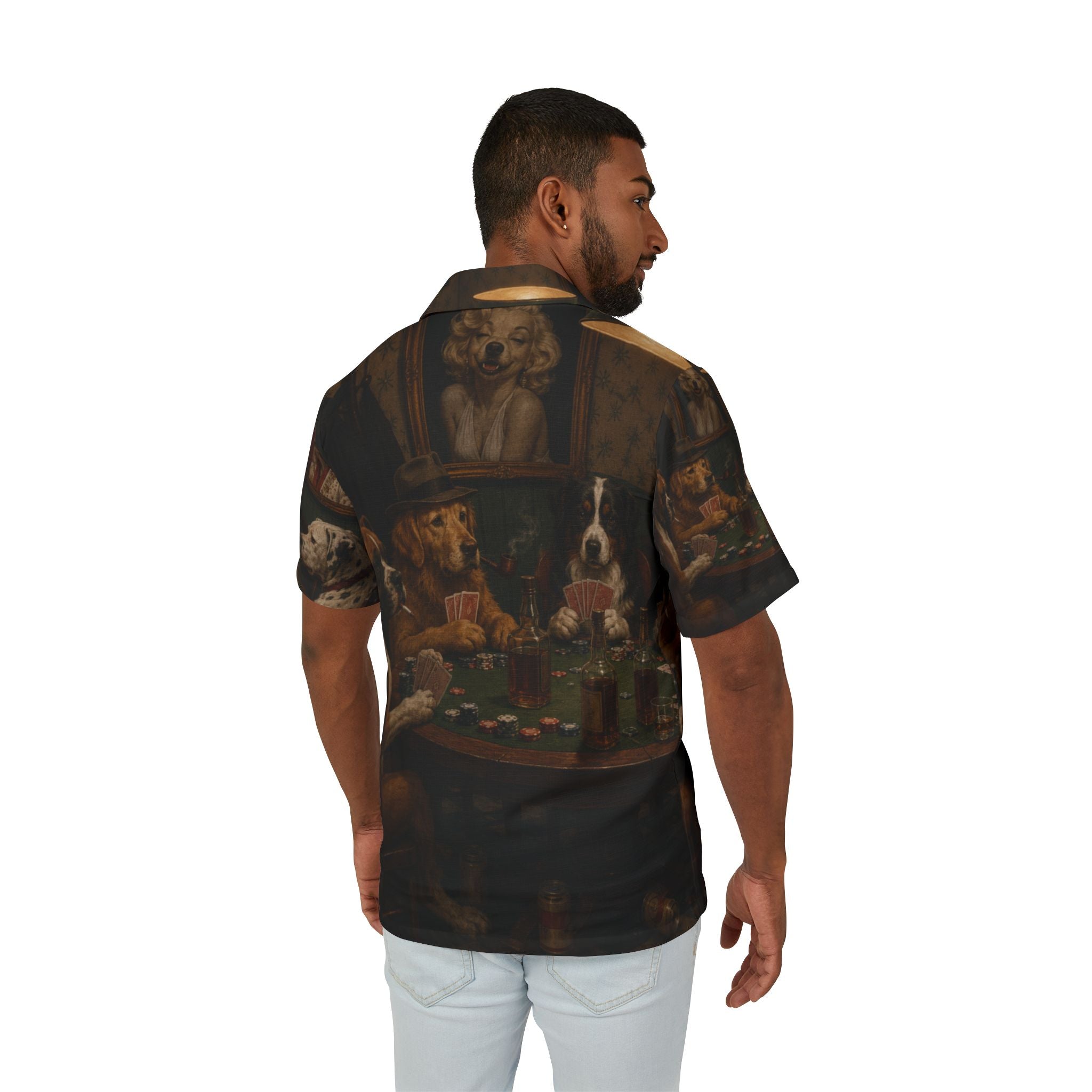 Men's Hawaiian Camp Shirt (AOP). 50s poker dogs