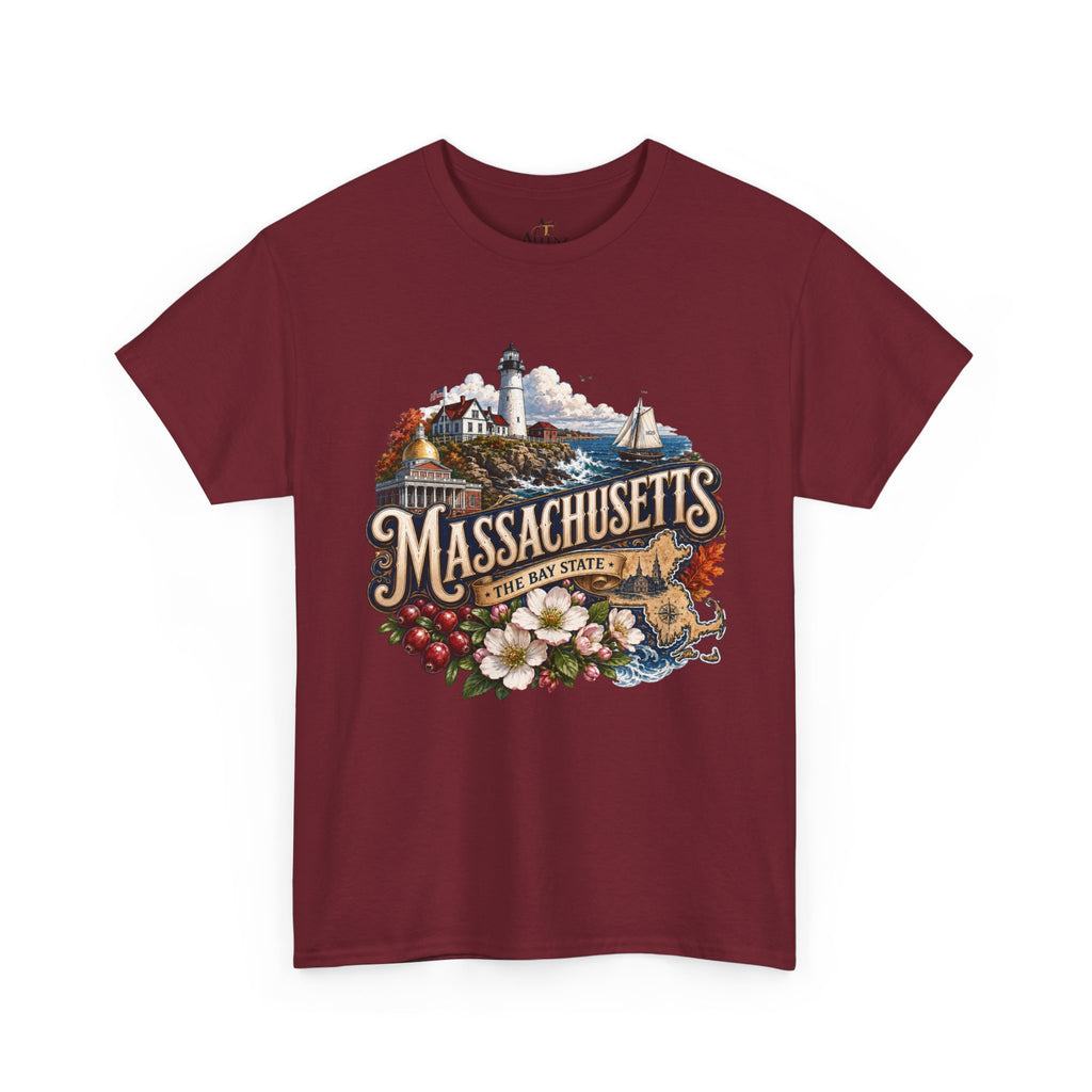 Unisex Heavy Cotton Tee ⚓ Massachusetts – Historic Coastal Pride