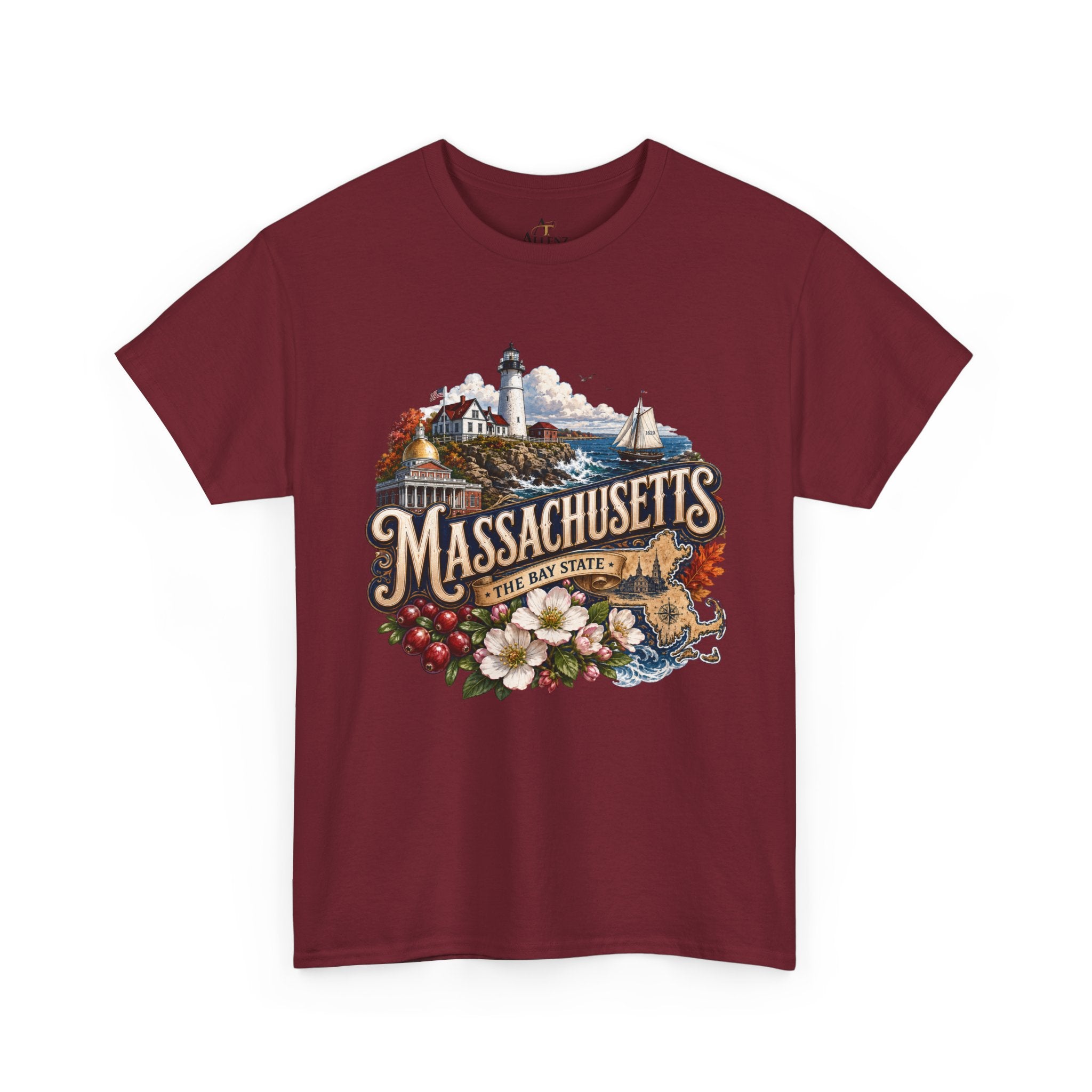 Unisex Heavy Cotton Tee ⚓ Massachusetts – Historic Coastal Pride