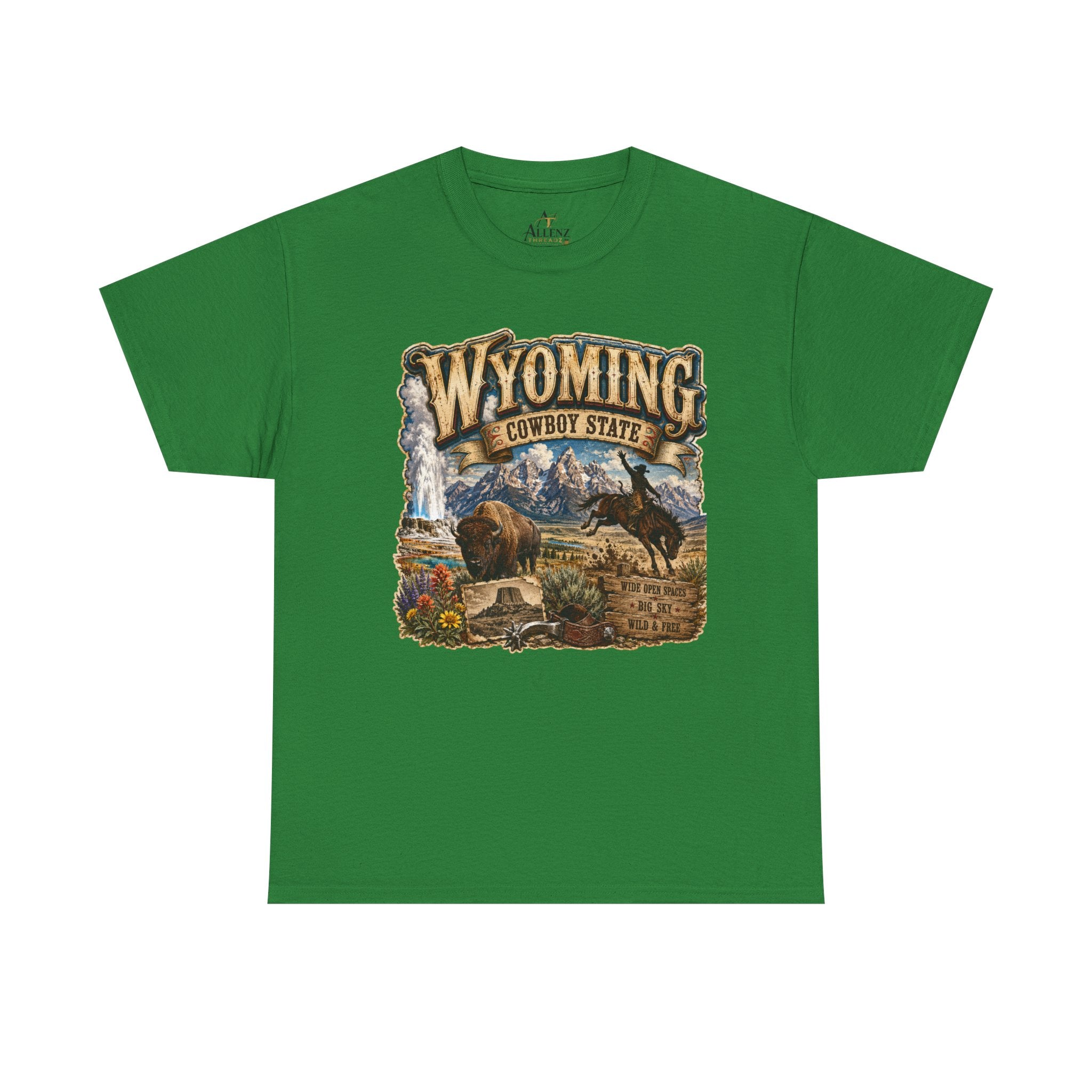 Unisex Heavy Cotton Tee🤠🏔️ Wyoming – The Cowboy State 🦬🌄