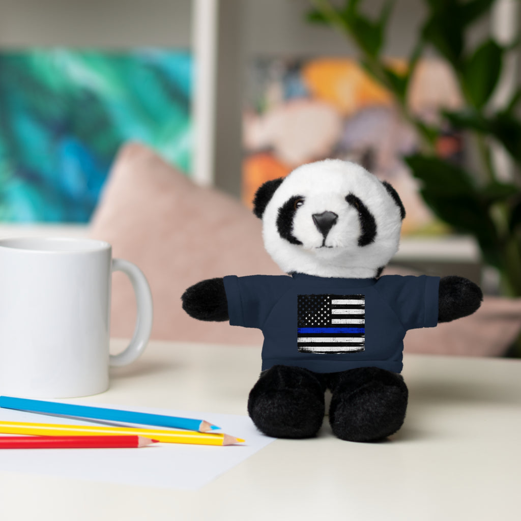 Kids Stuffed Animal with Thin Blue line flag Tee