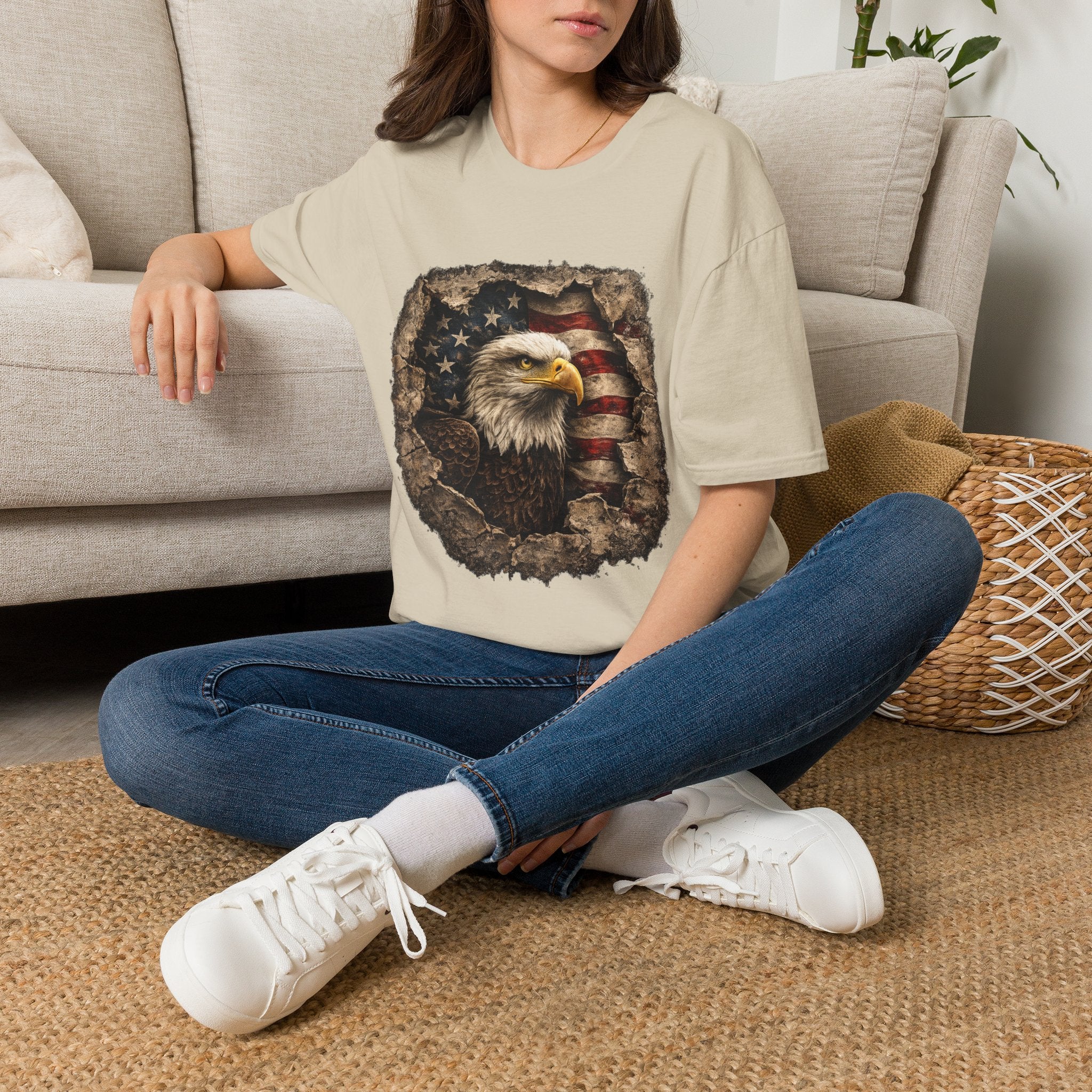 Patriotic Eagle T-Shirt — American Flag Bald Eagle Graphic