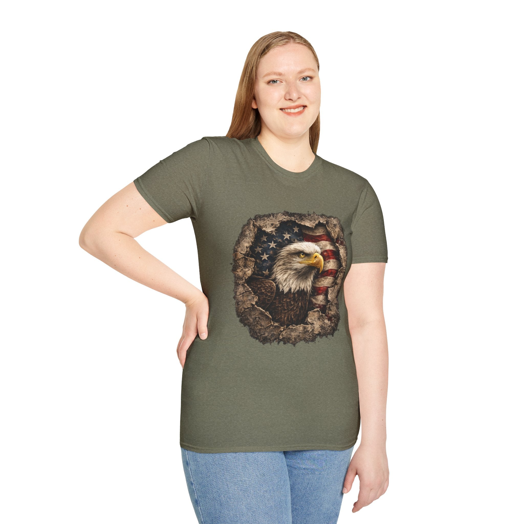 Patriotic Eagle T-Shirt — American Flag Bald Eagle Graphic