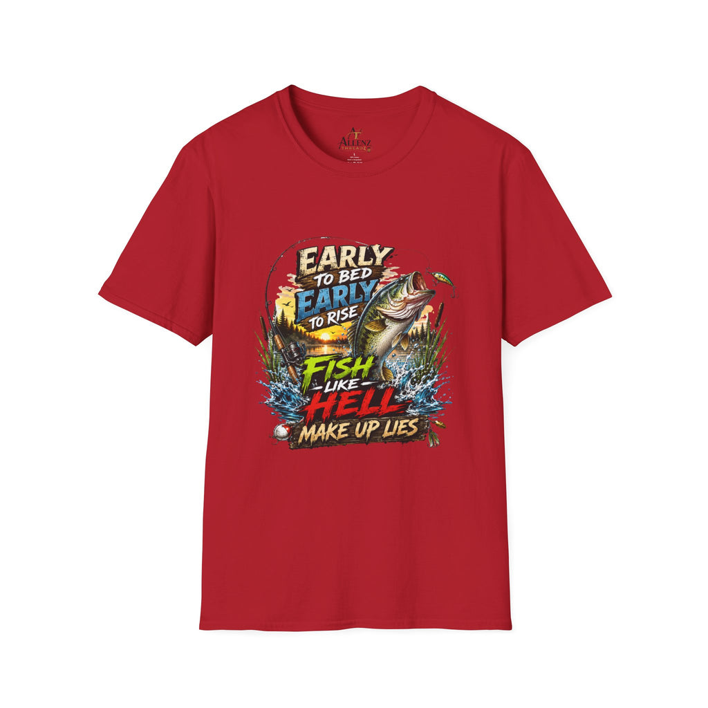 Early To Bed Fishing Unisex Softstyle T-Shirt
