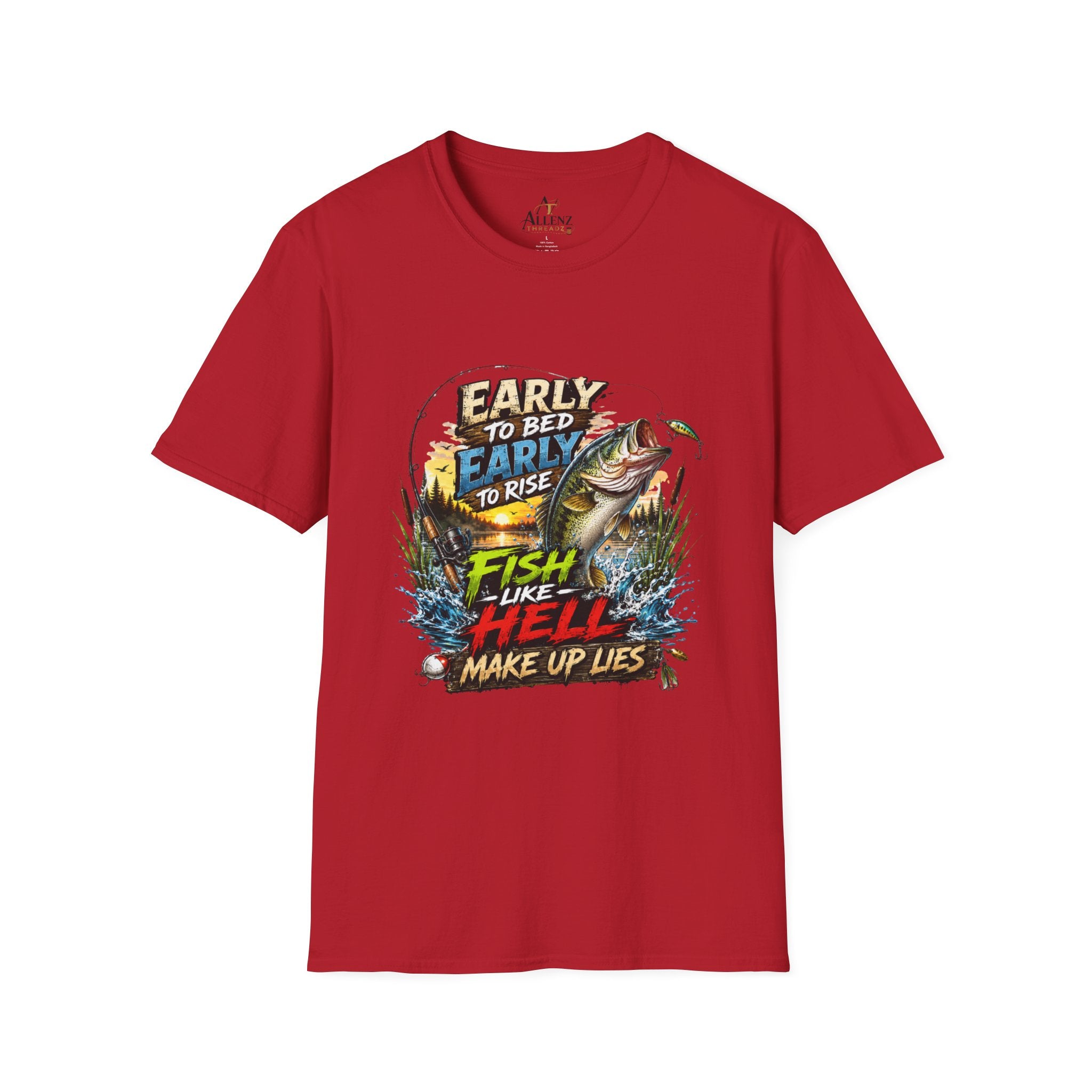Early To Bed Fishing Unisex Softstyle T-Shirt