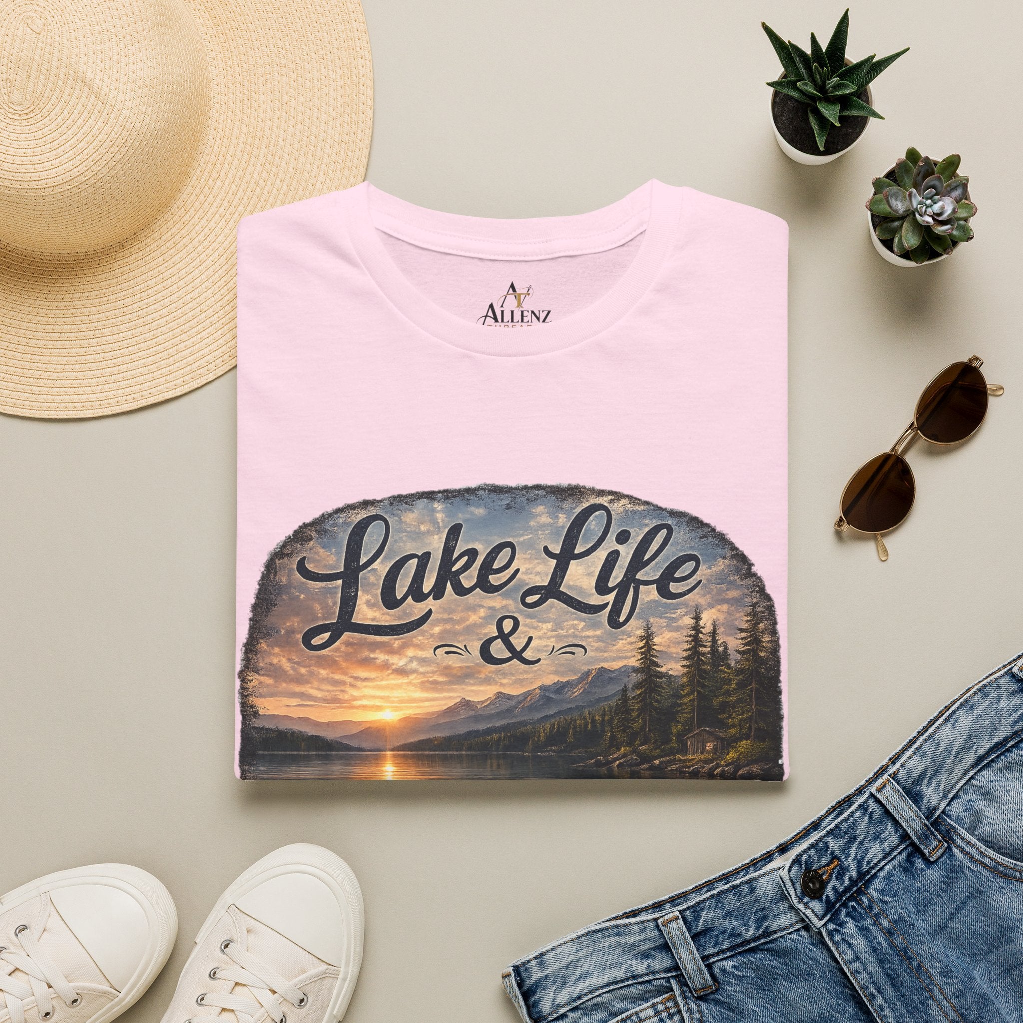 Lake Life T-Shirt — Scenic Sunrise Boat 'Lake Life & Fond Memories'
