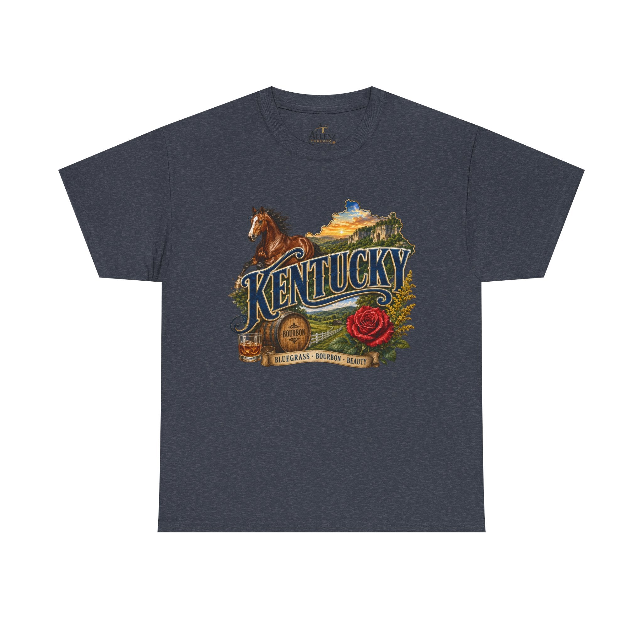 Unisex Heavy Cotton Tee 🐎 Kentucky – Bluegrass, Bourbon and Southern Beauty 🐎