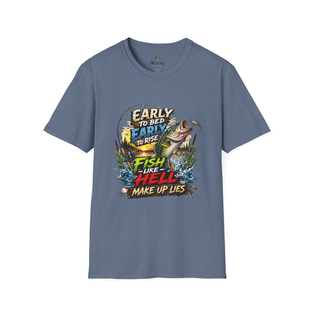 Early To Bed Fishing Unisex Softstyle T-Shirt