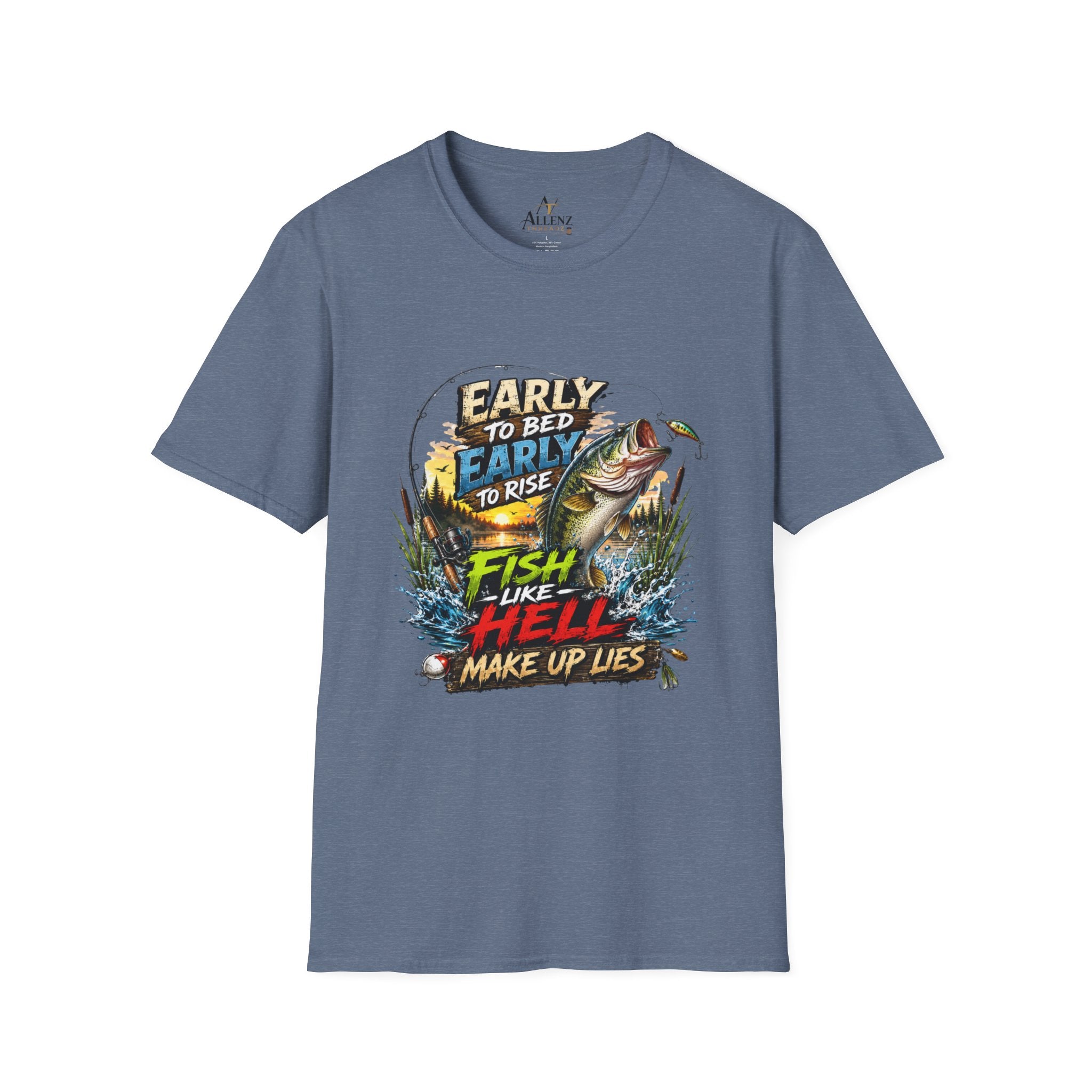 Early To Bed Fishing Unisex Softstyle T-Shirt